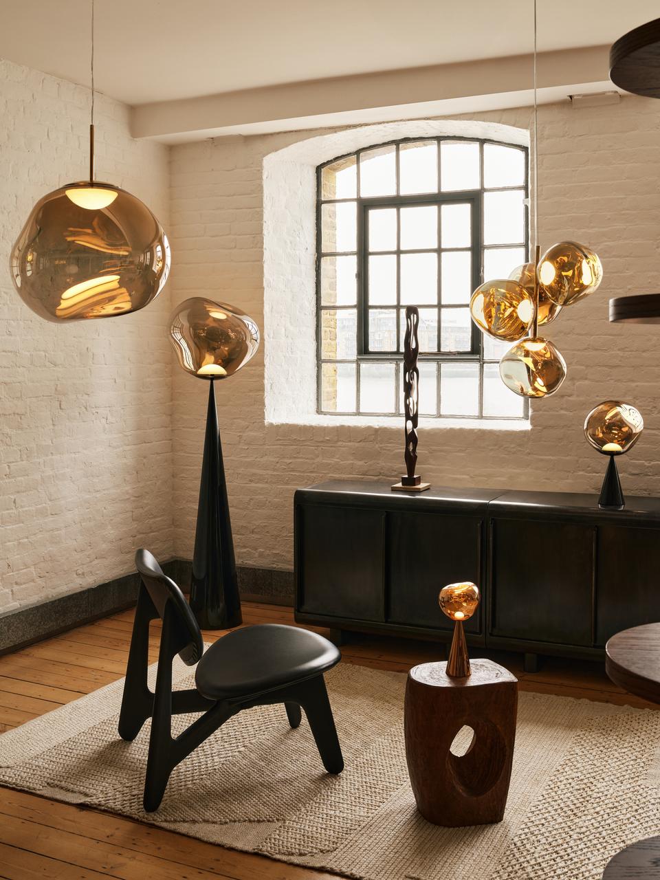 Tischlampe MELT braun mit schwarzem Fuß