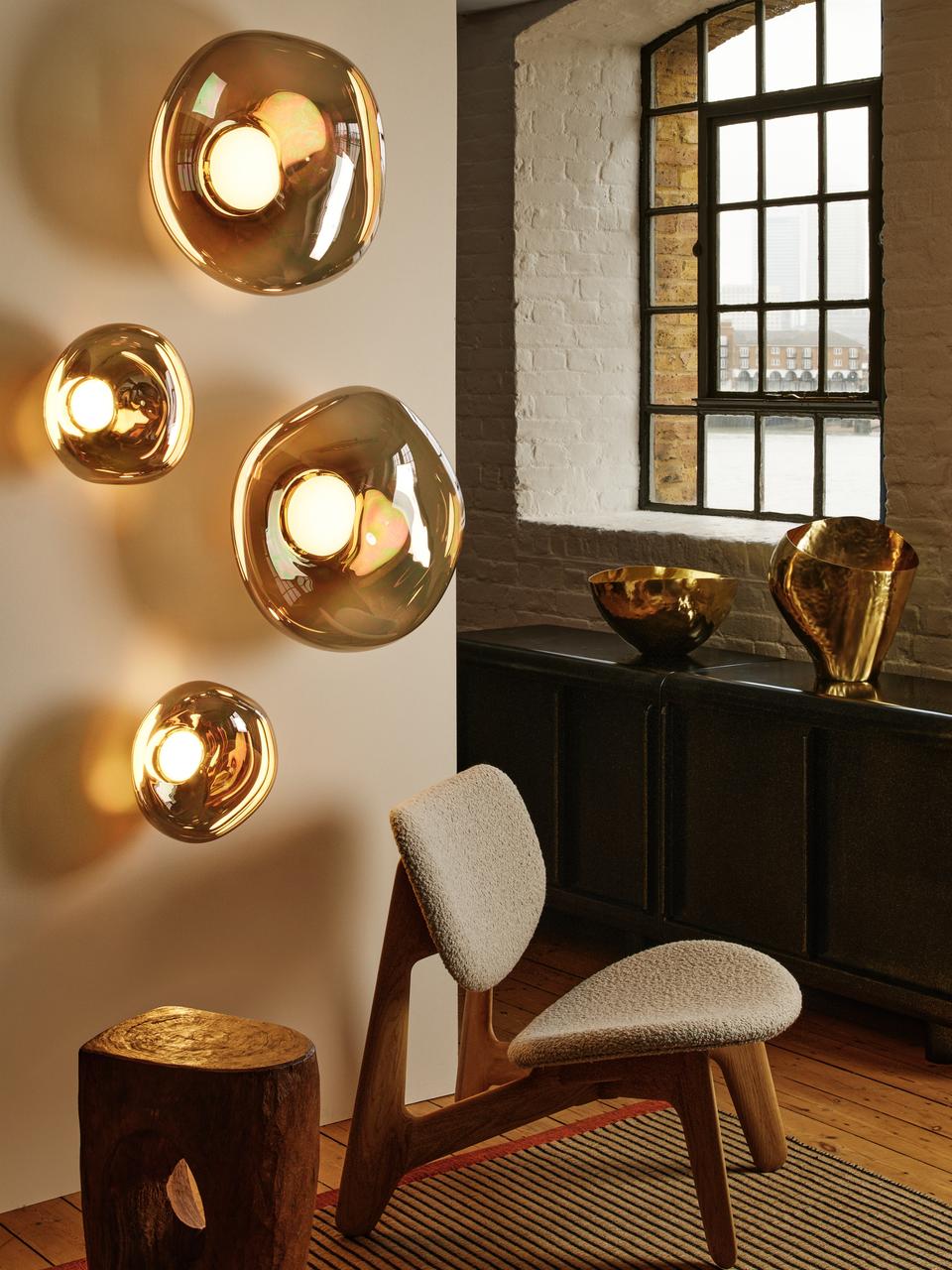 SLAB Armchair in Beige Boucle with Oak Base