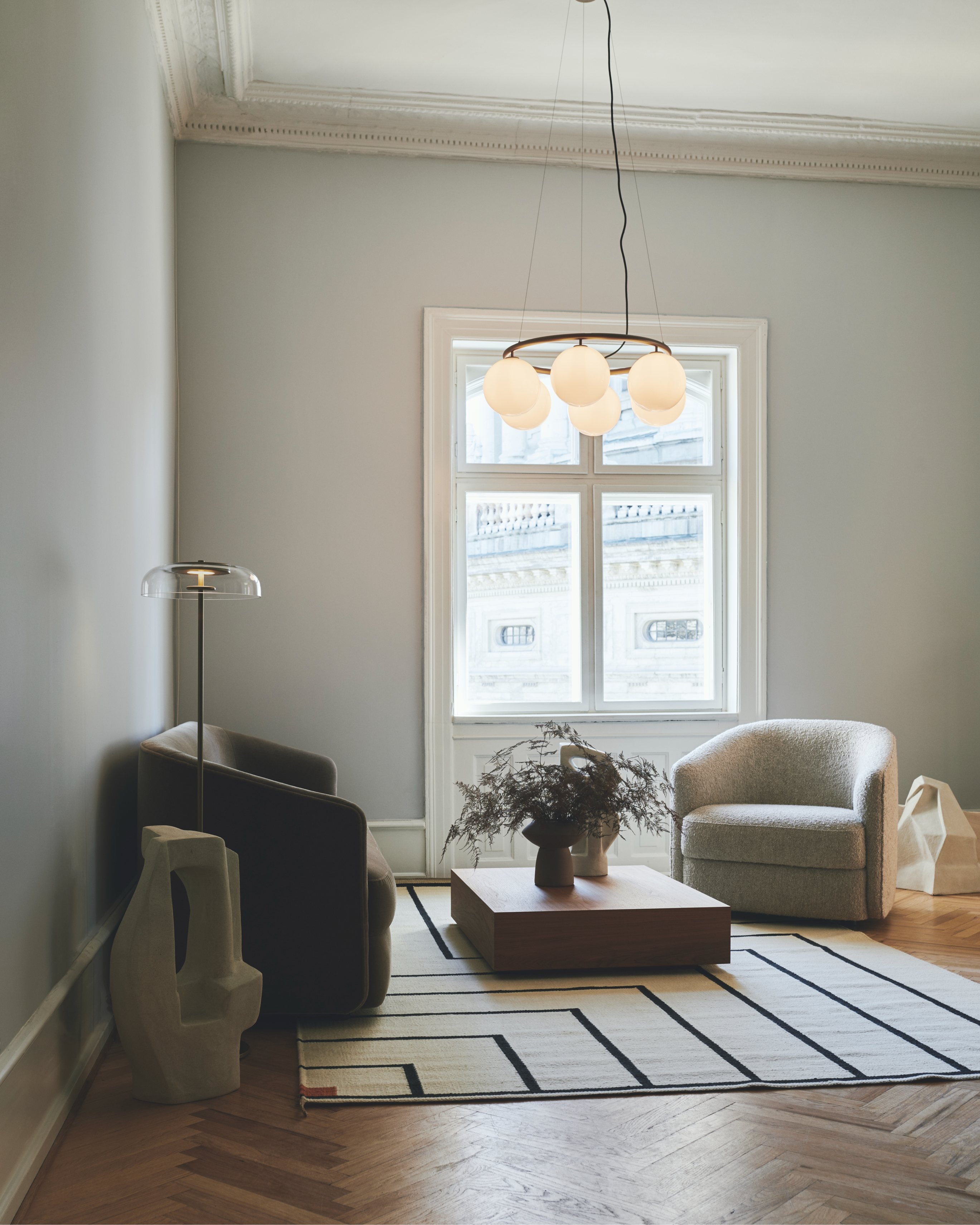 Lampa podłogowa BLOSSI złoty z transparentnym szkłem ze ściemniaczem