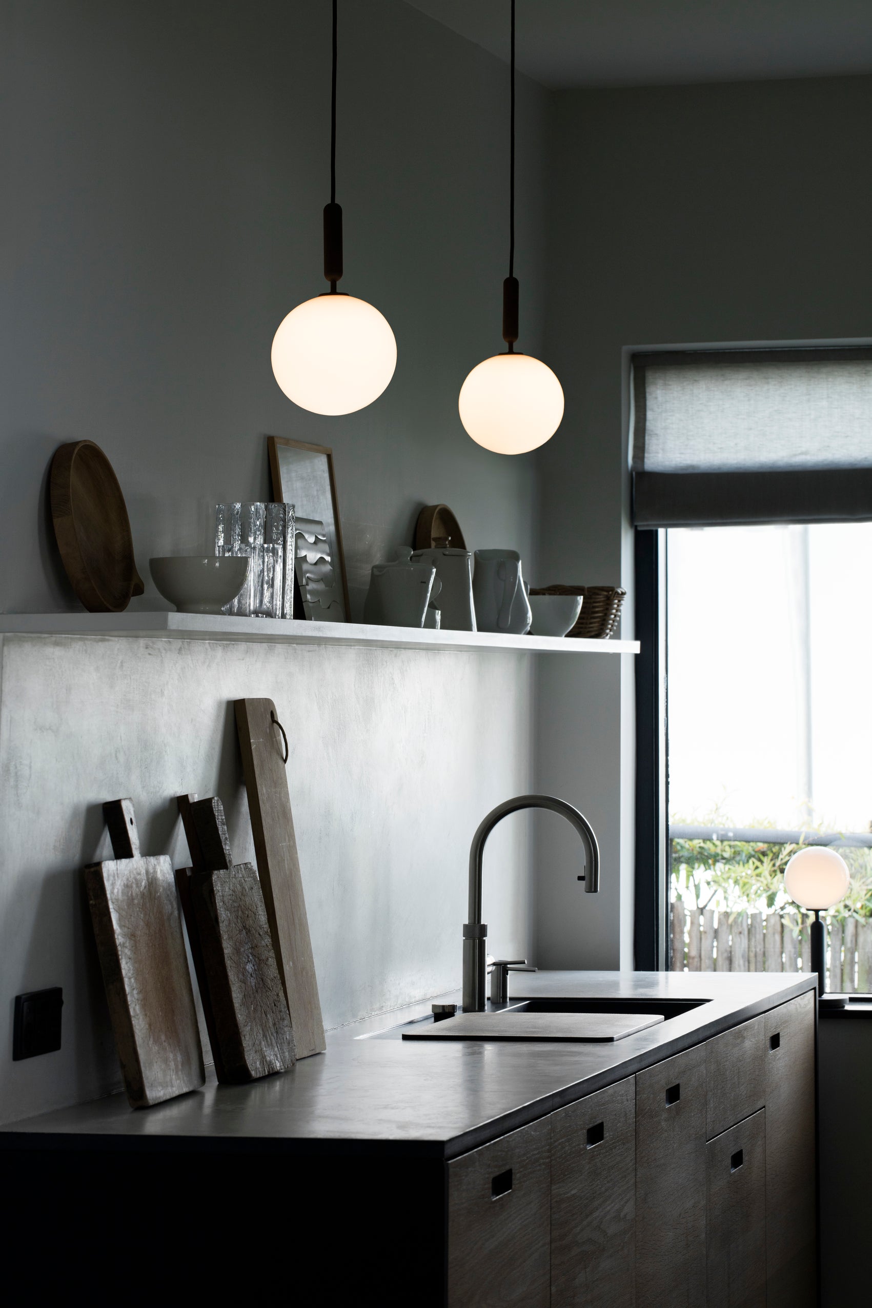 MIIRA Pendant Lamp in Graphite with Opal Glass