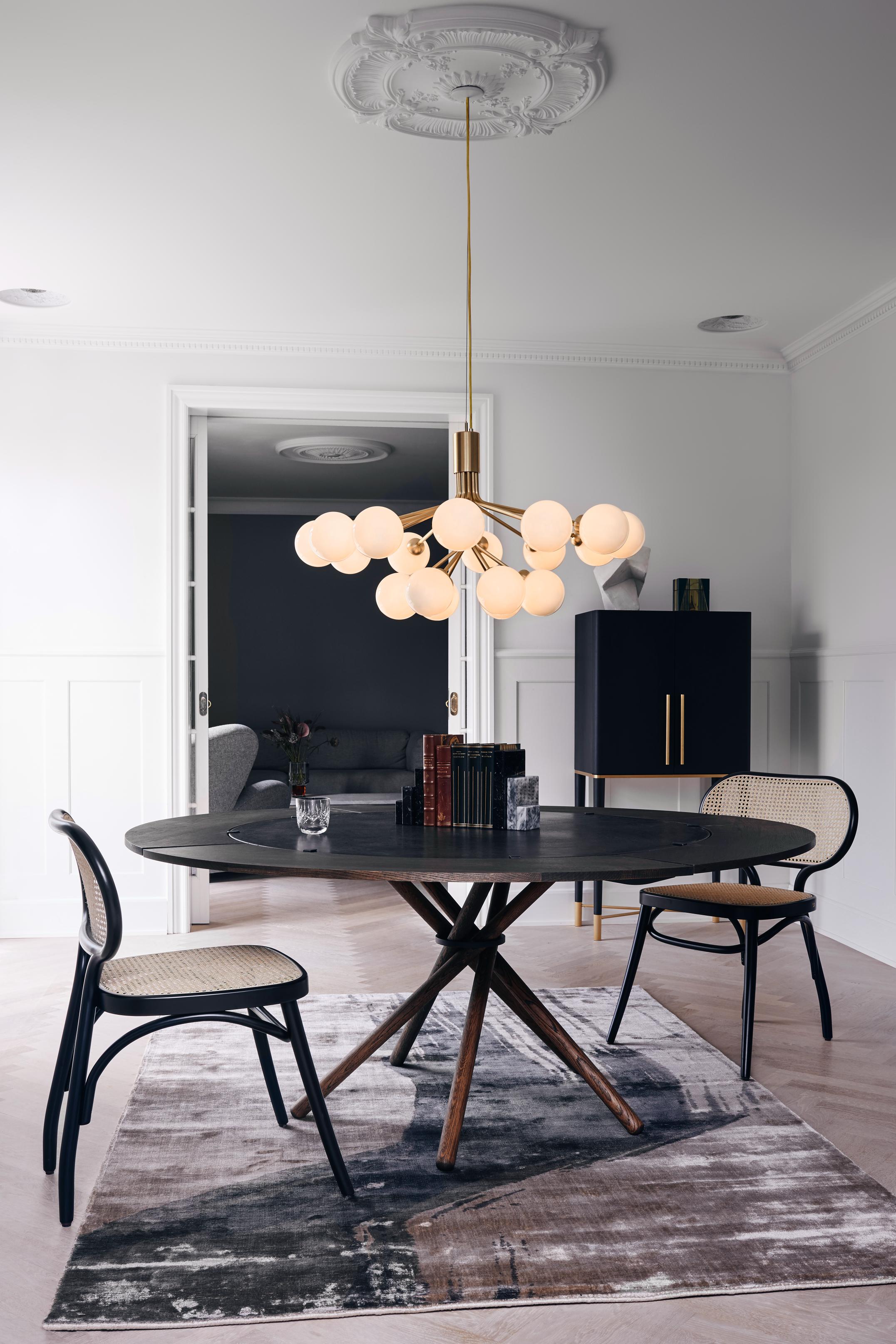 APIALES 18 Brass Chandelier with Opal Glass