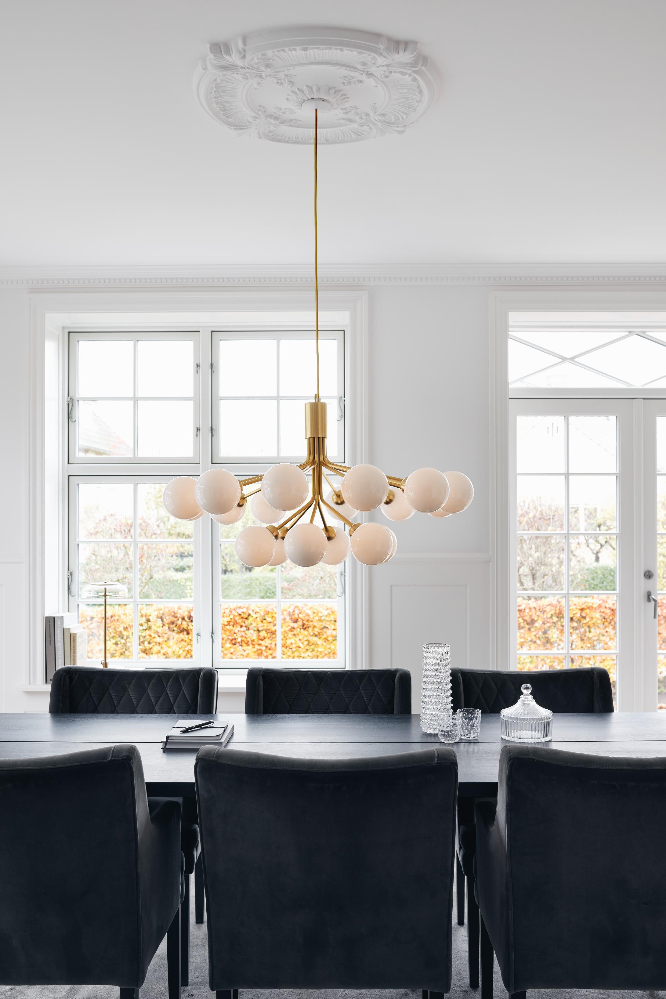 APIALES 18 Brass Chandelier with Opal Glass