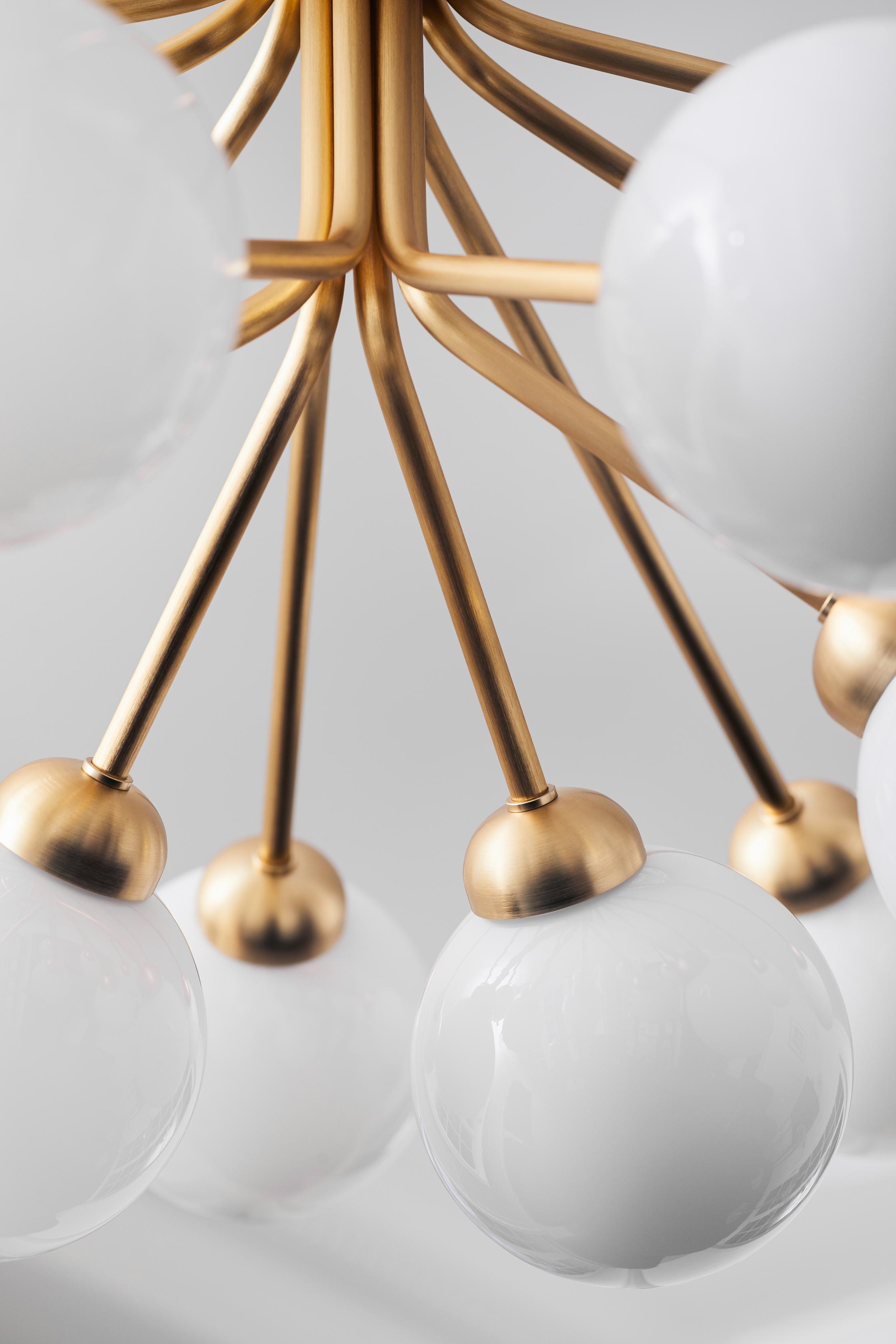 APIALES 18 Brass Chandelier with Opal Glass