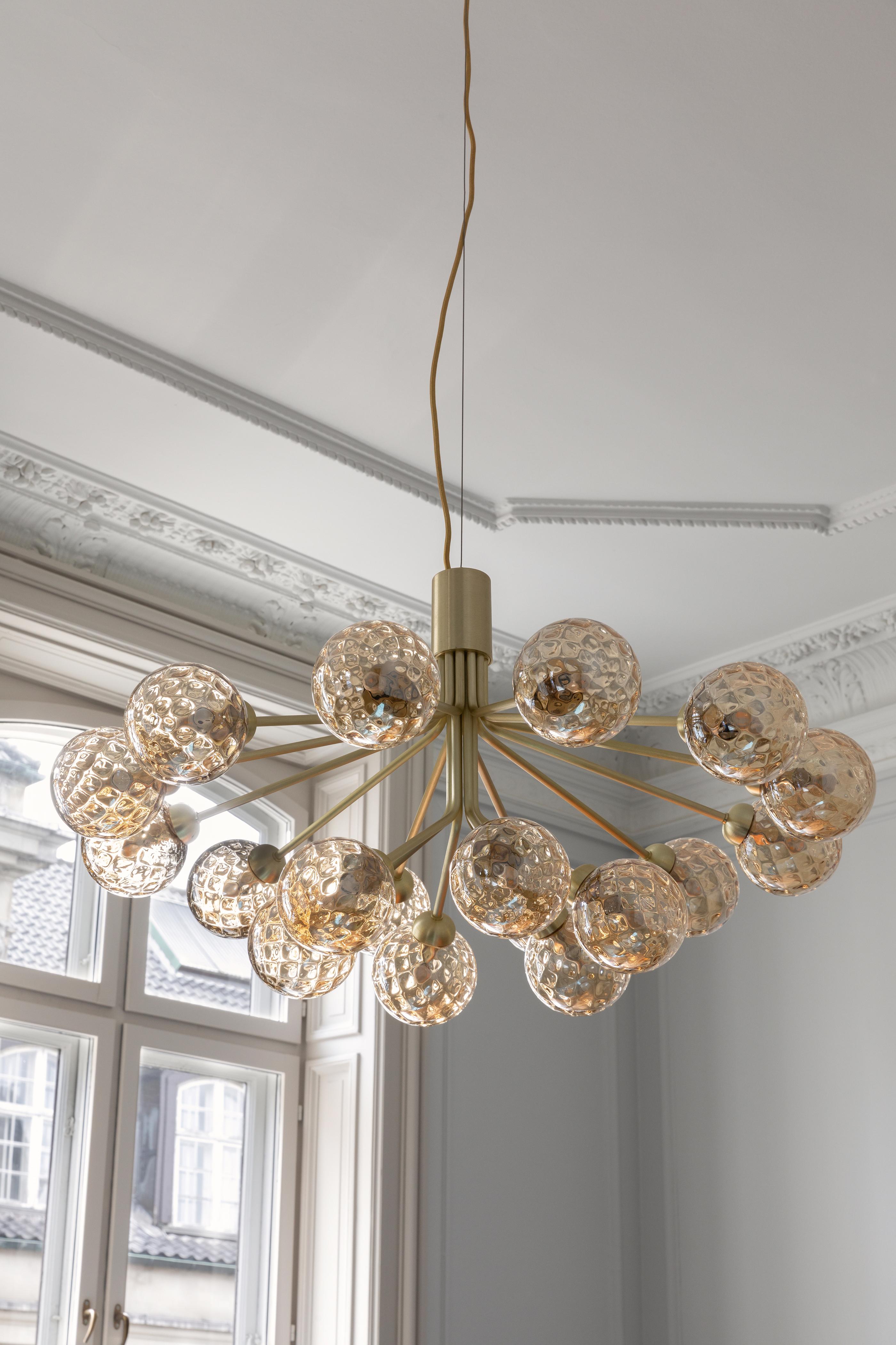 APIALES 18 Brass Chandelier with Gold Glass