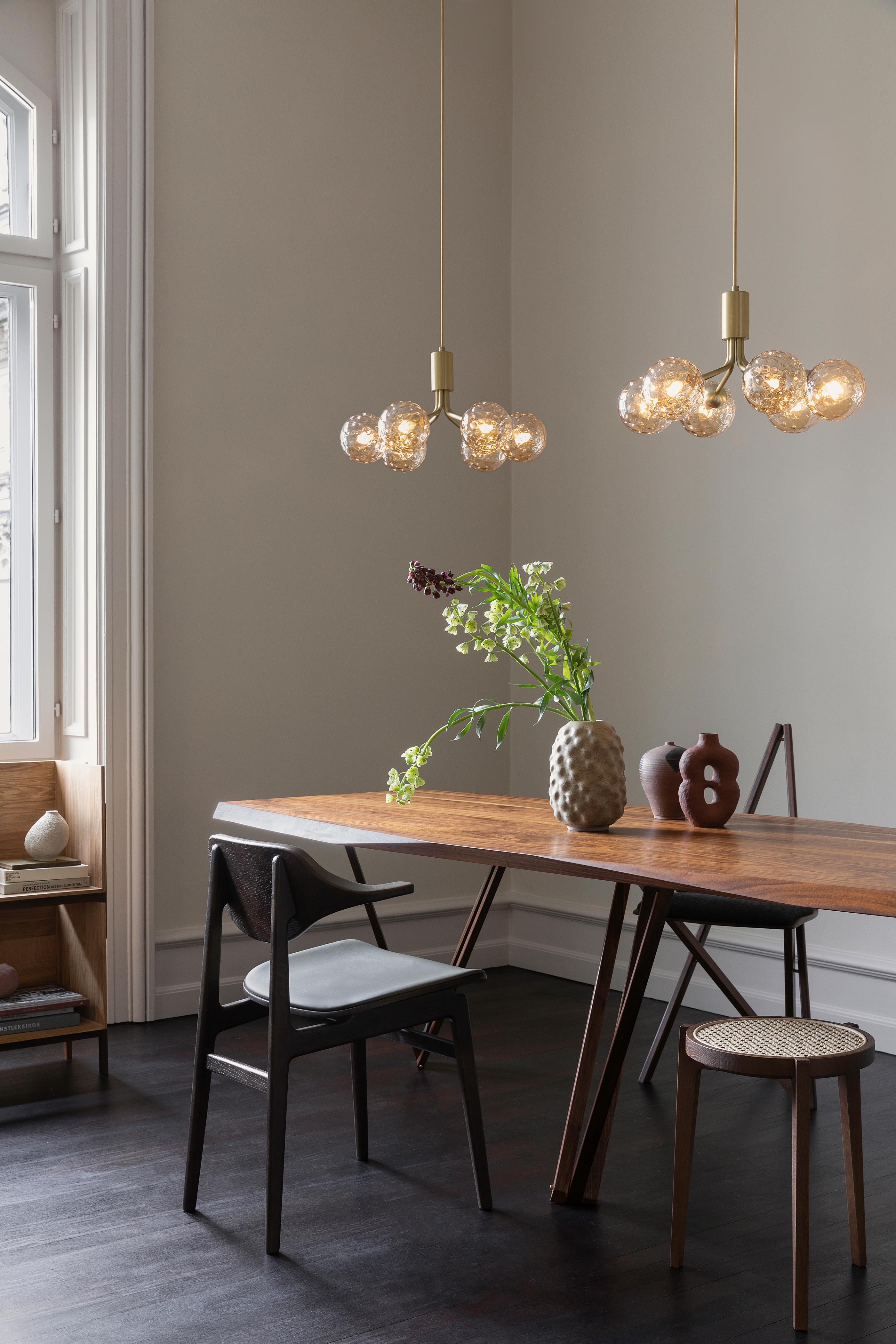 APIALES 6 Pendant Lamp in Brass with Gold Glass