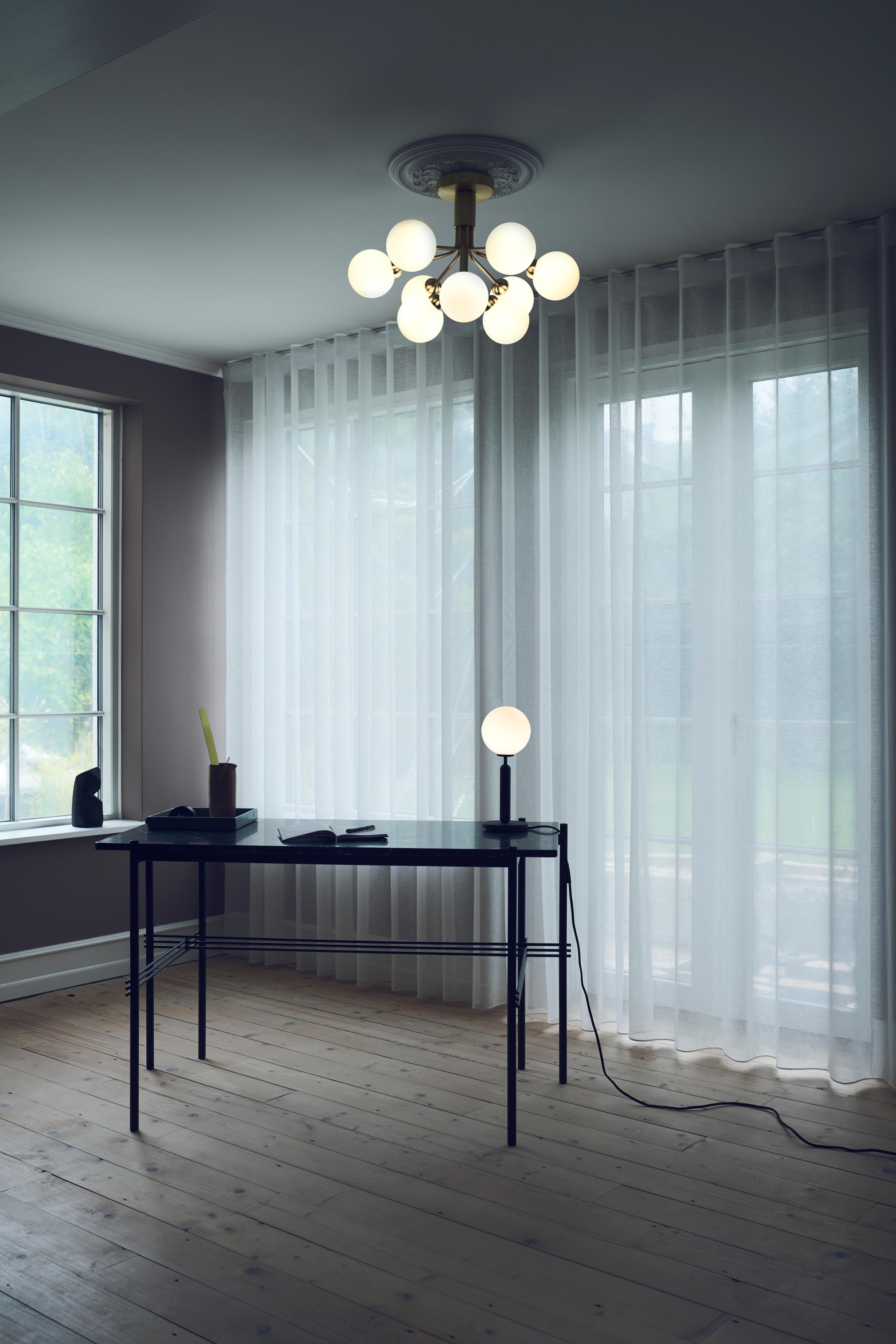 APIALES 9 Ceiling Lamp in Brass with Opal Glass