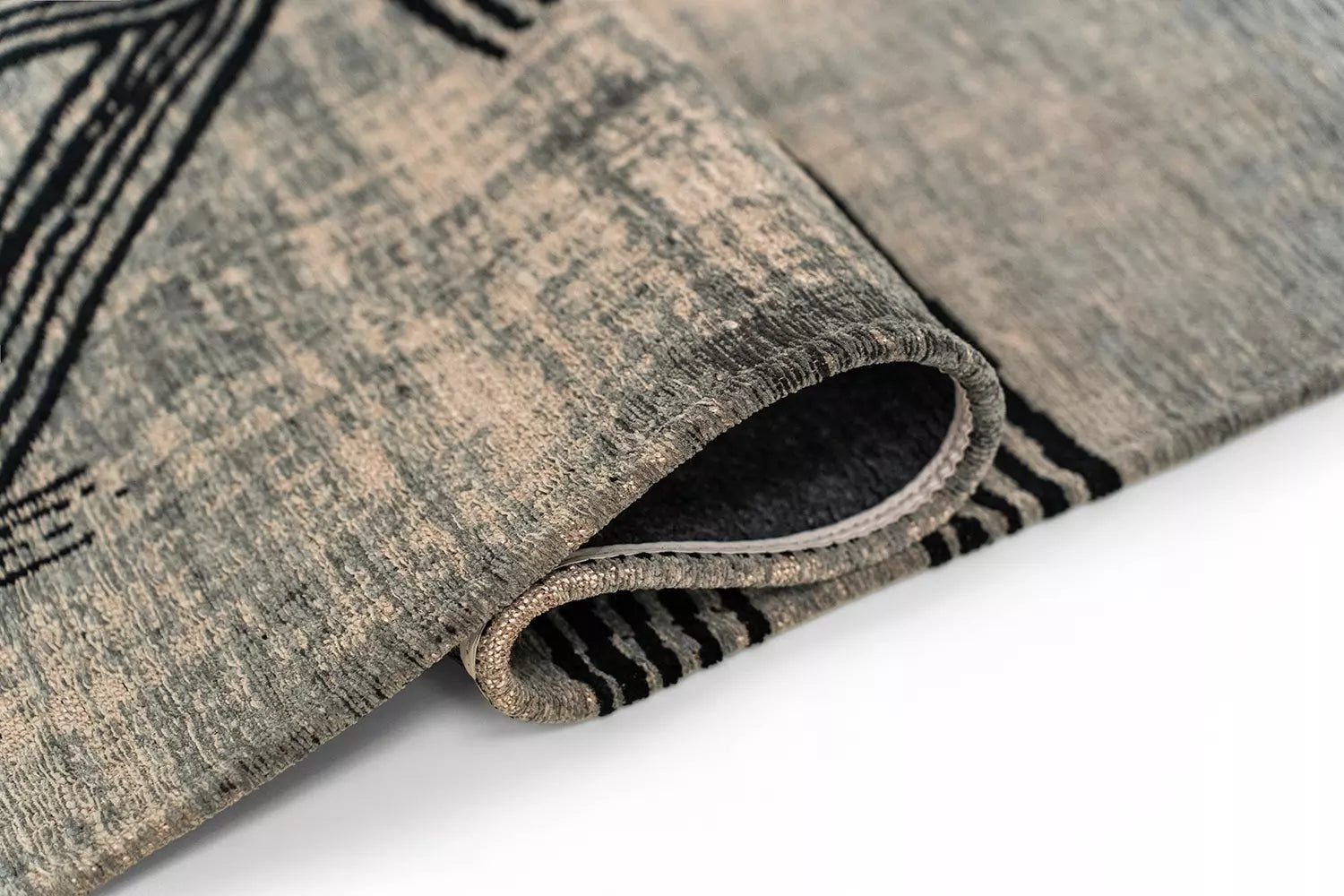 Teppich KANJI grau mit Schwarz und Beige