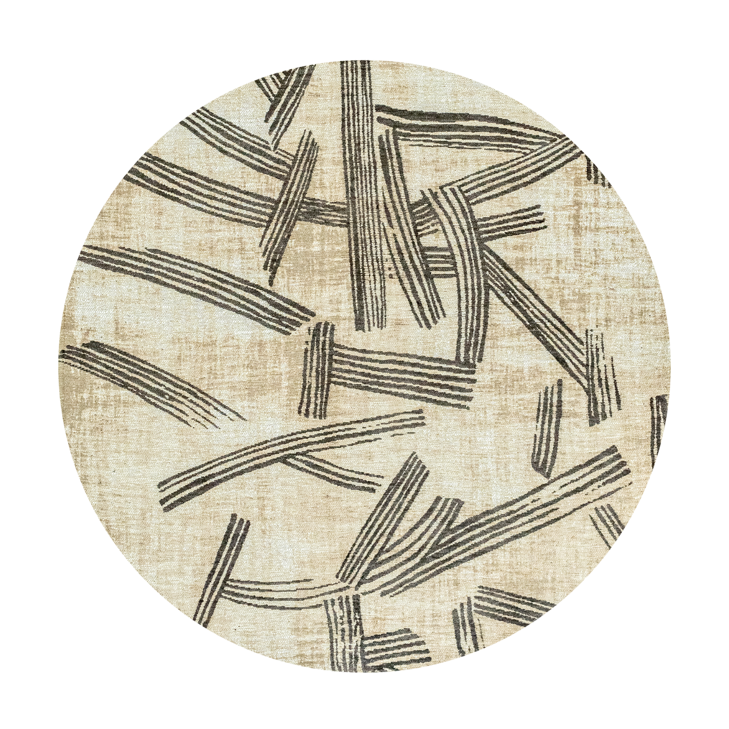 Runder Teppich KANJI beige mit Schwarz