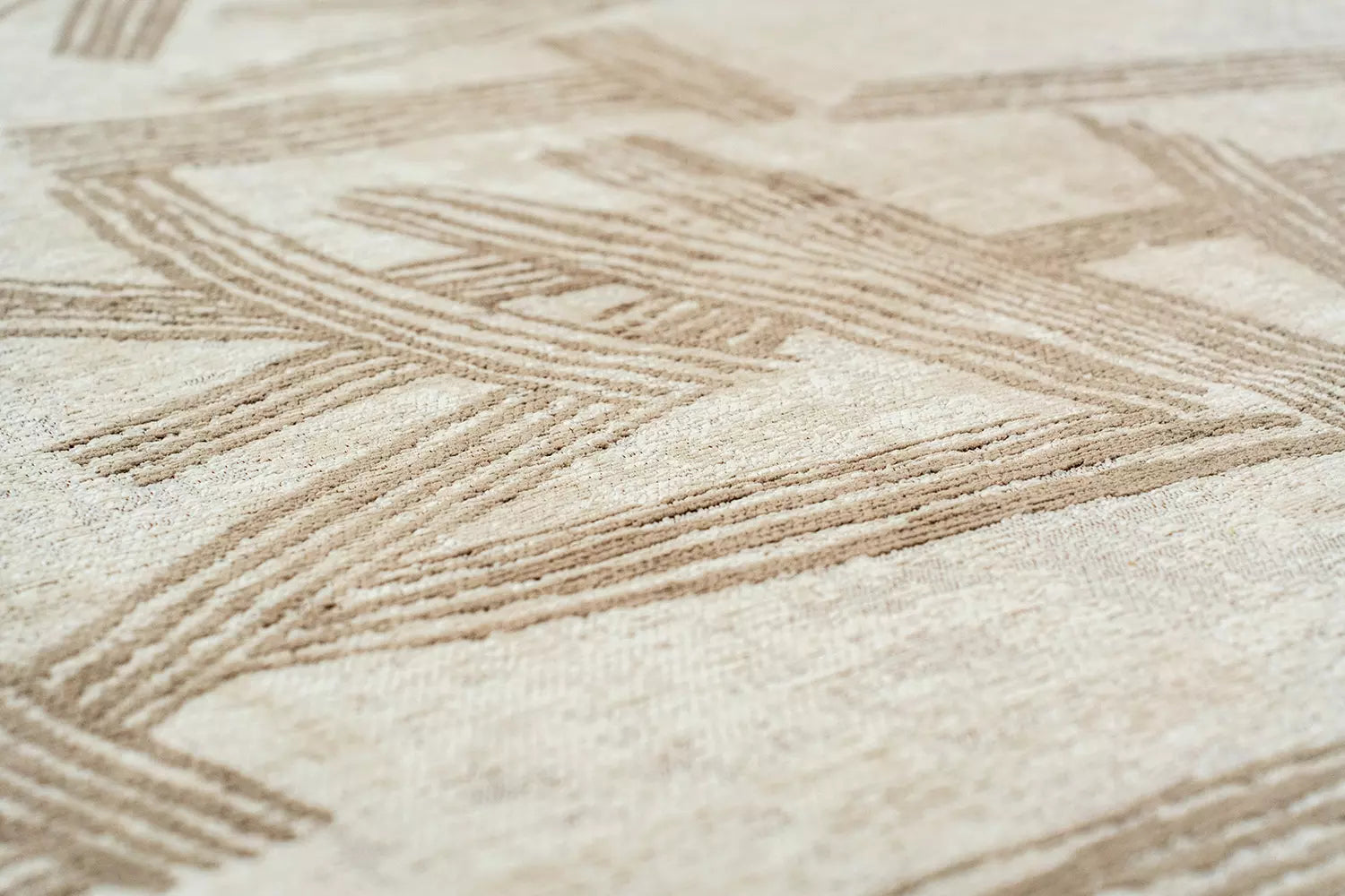 Runder Teppich KANJI beige mit cremefarbenem