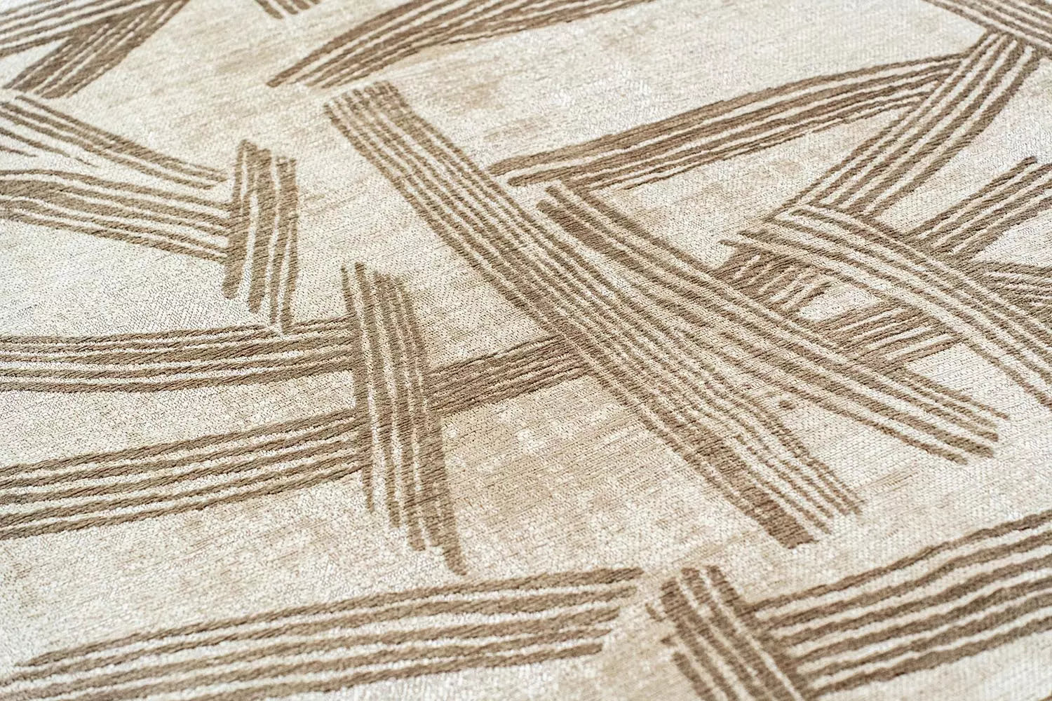 Runder Teppich KANJI beige mit cremefarbenem