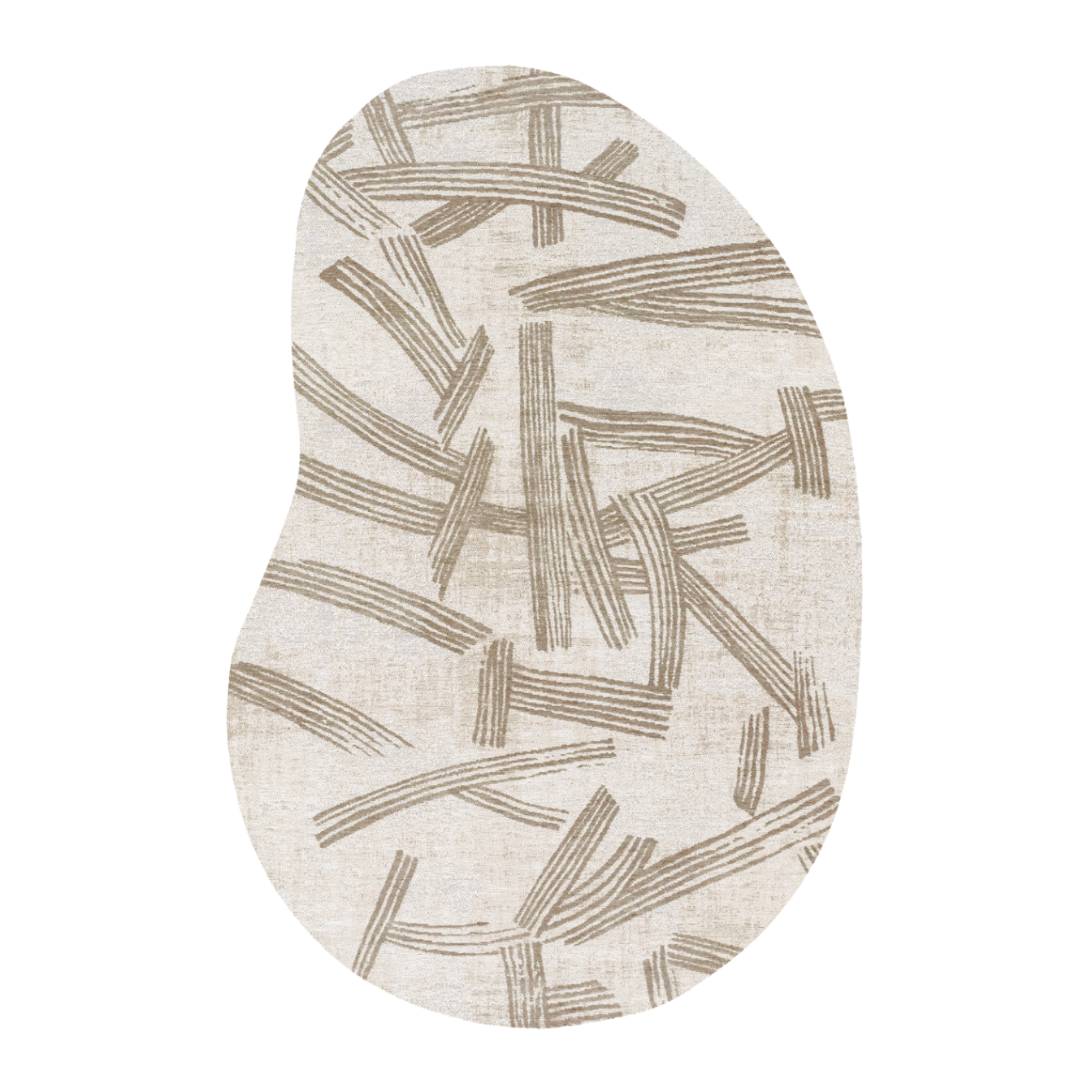 Ovaler Teppich KANJI beige mit cremefarbenem