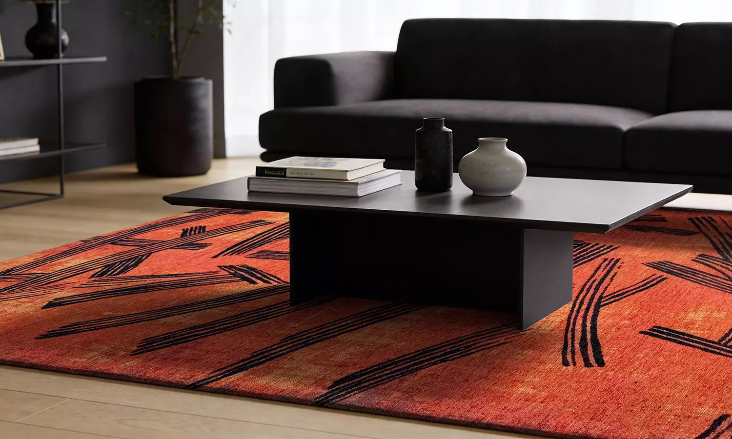 Teppich KANJI orange mit Schwarz