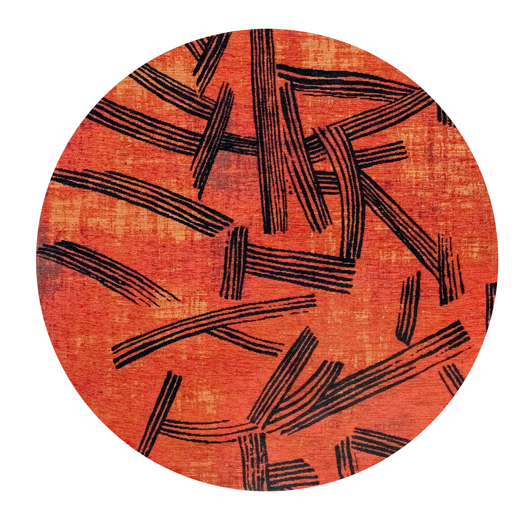 Runder Teppich KANJI orange mit schwarz