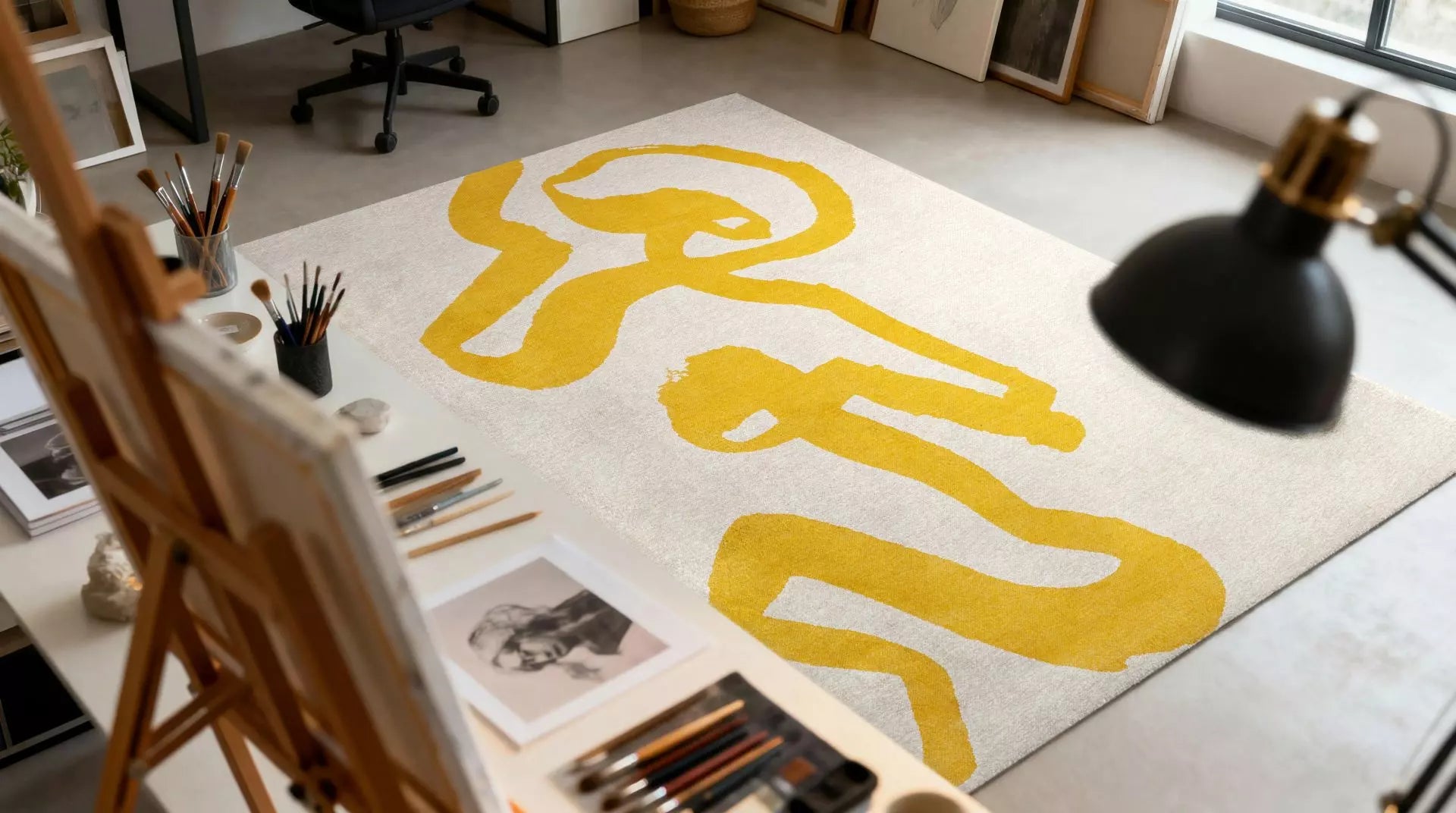 RIBBON White and Yellow Rug