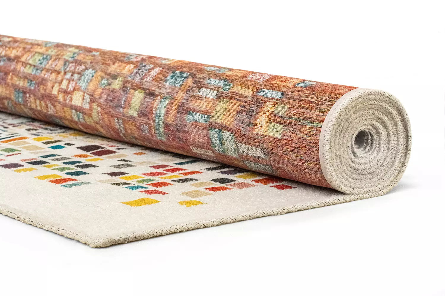 Teppich CUBIK beige mit buntem Muster