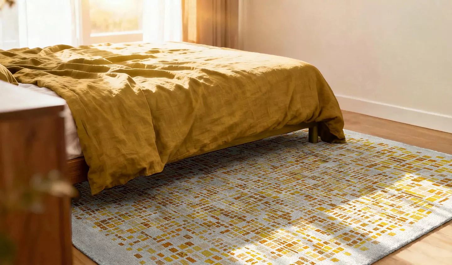 CUBIK Beige Rug with Orange and Yellow