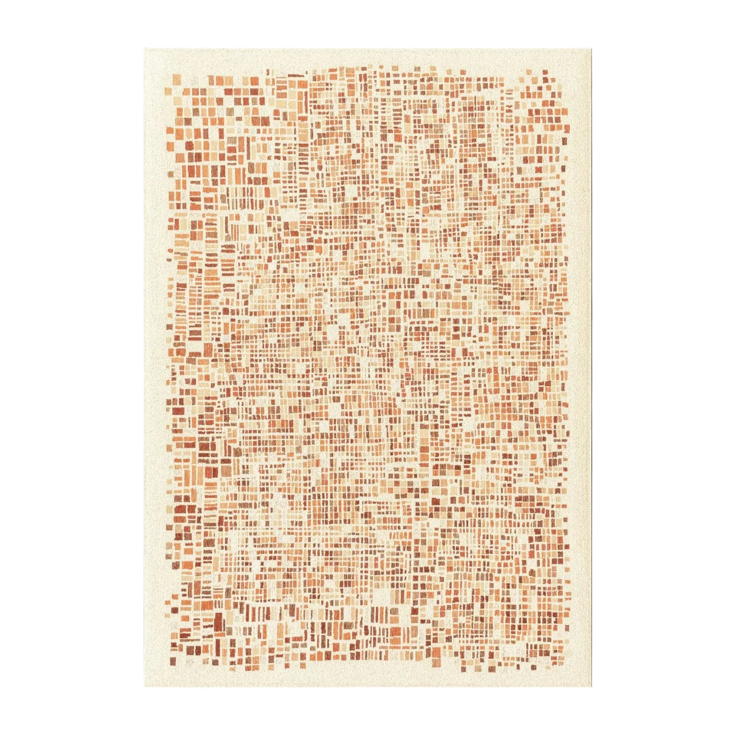 CUBIK Beige Rug with Orange and Burgundy