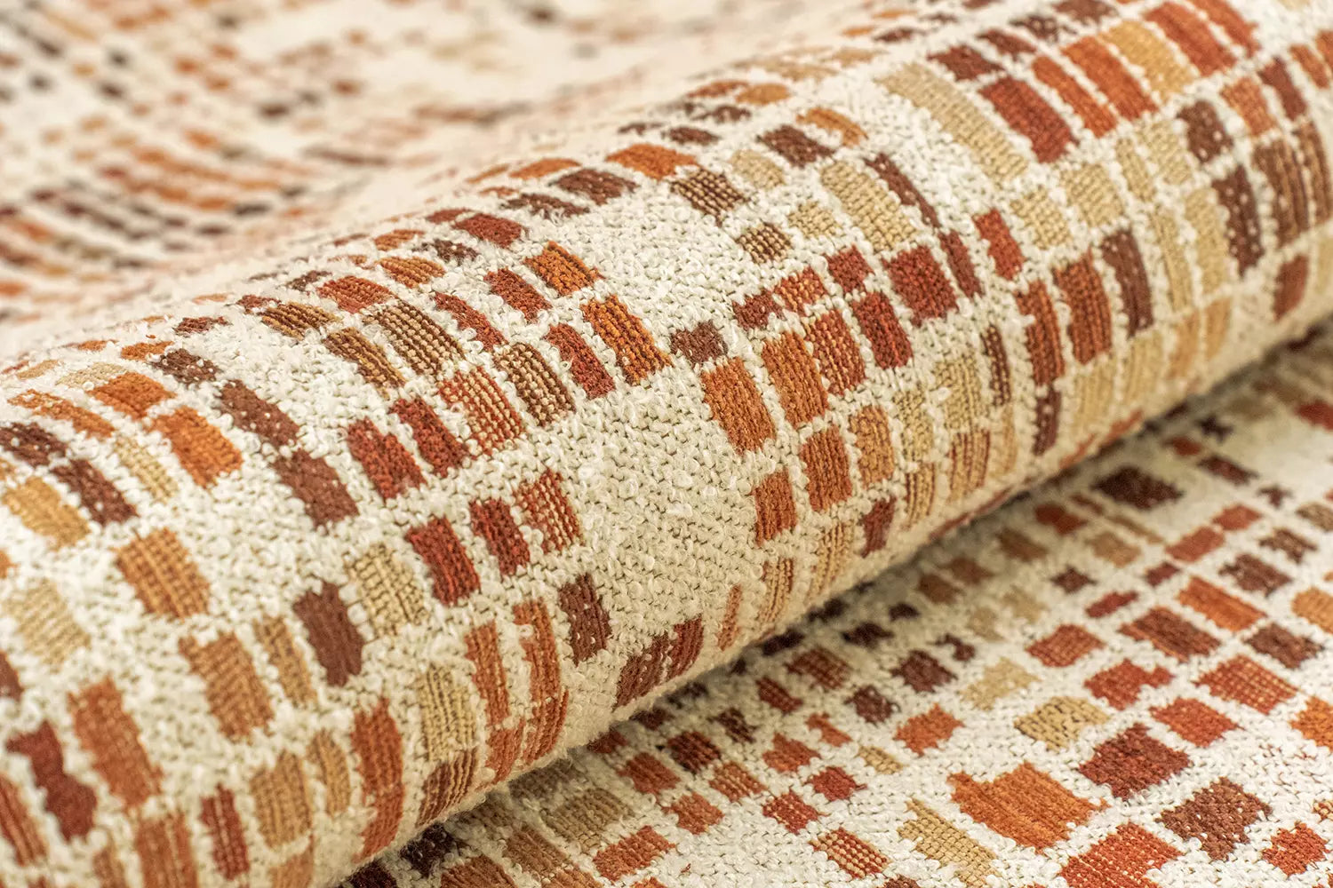 CUBIK Beige Rug with Orange and Burgundy