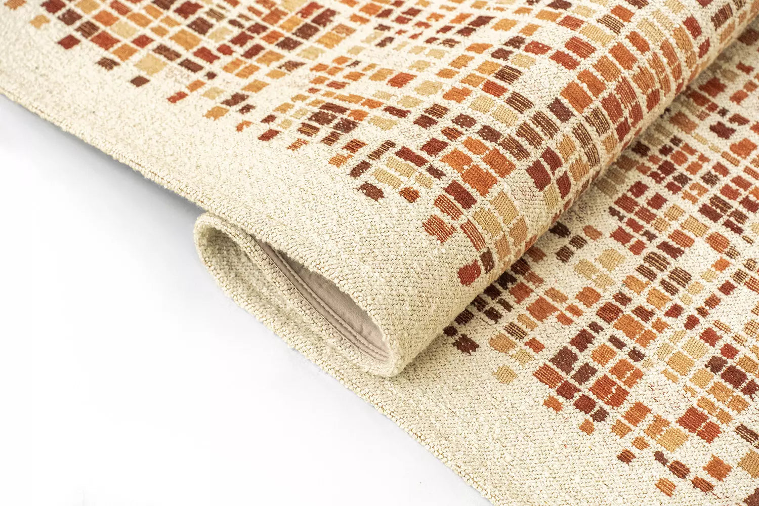 CUBIK Beige Rug with Orange and Burgundy