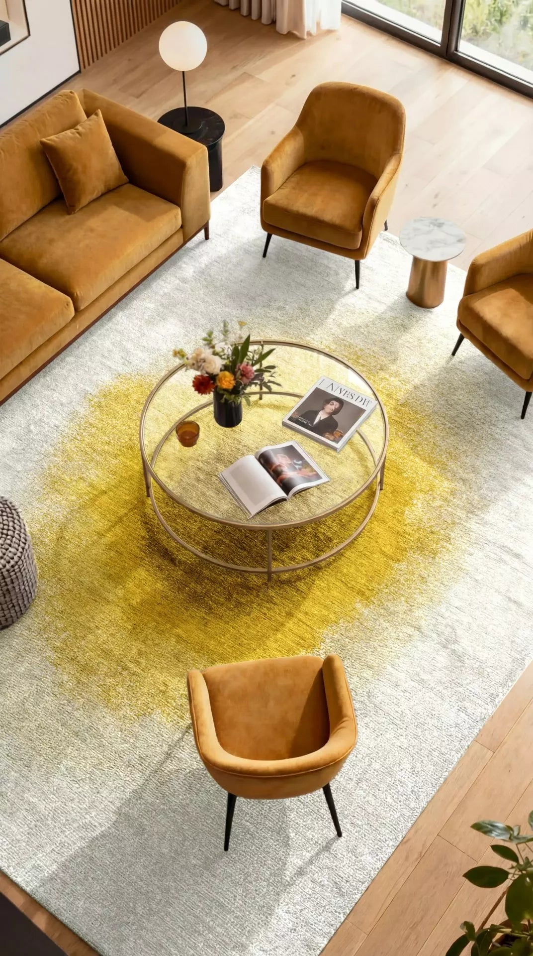 DROP rug white with yellow