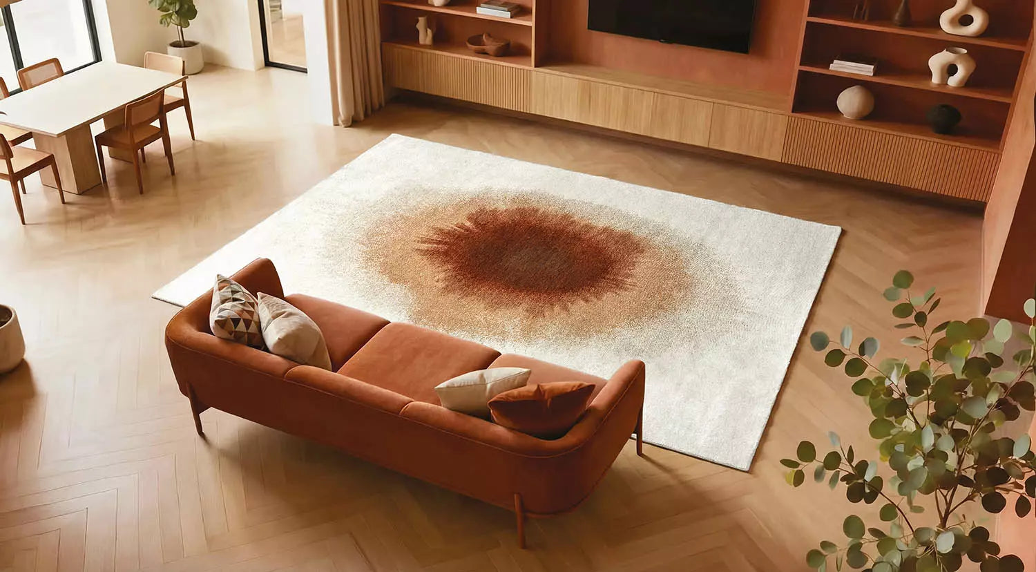 DROP rug white with green