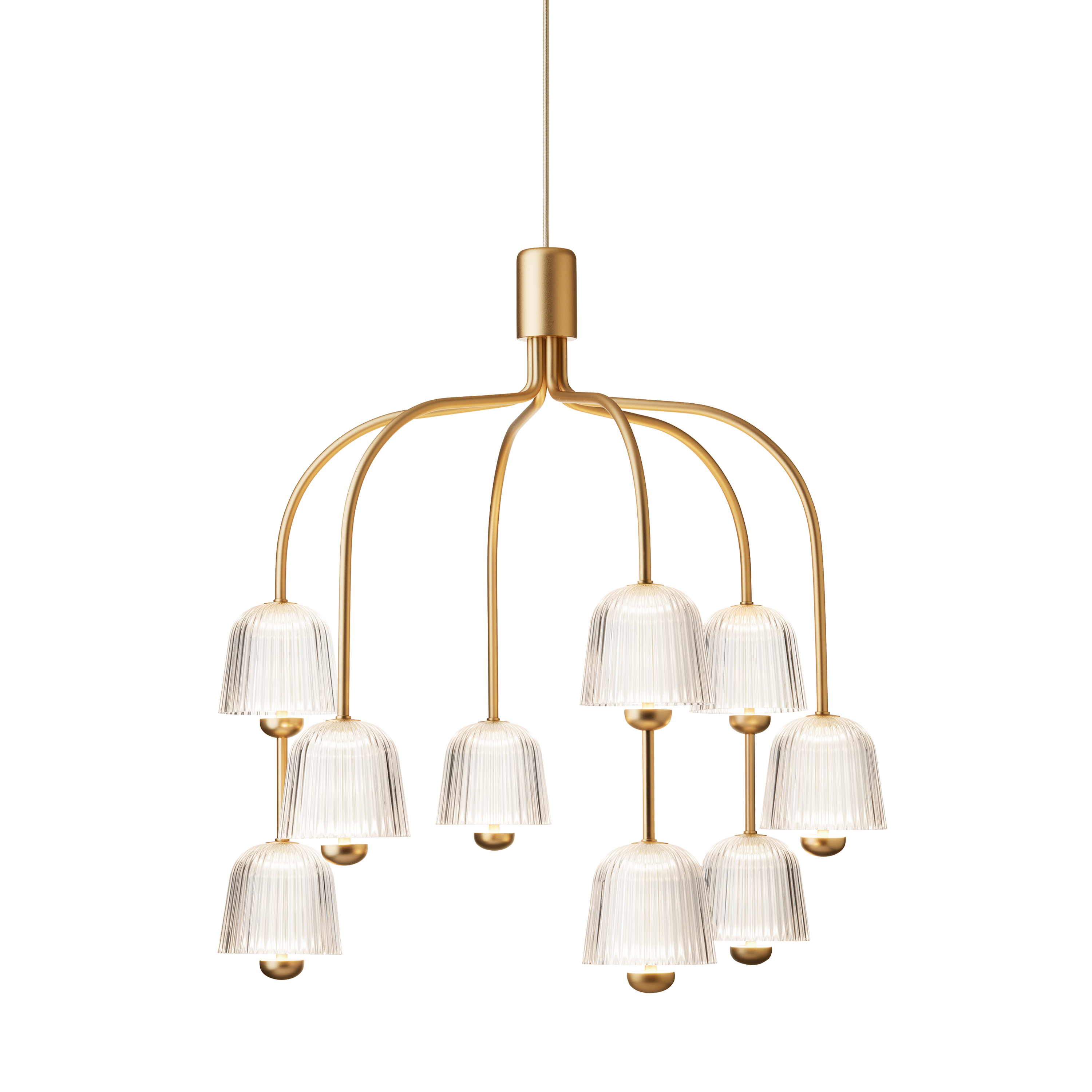 ASTEEA 9 Gold Chandelier with Transparent Finish