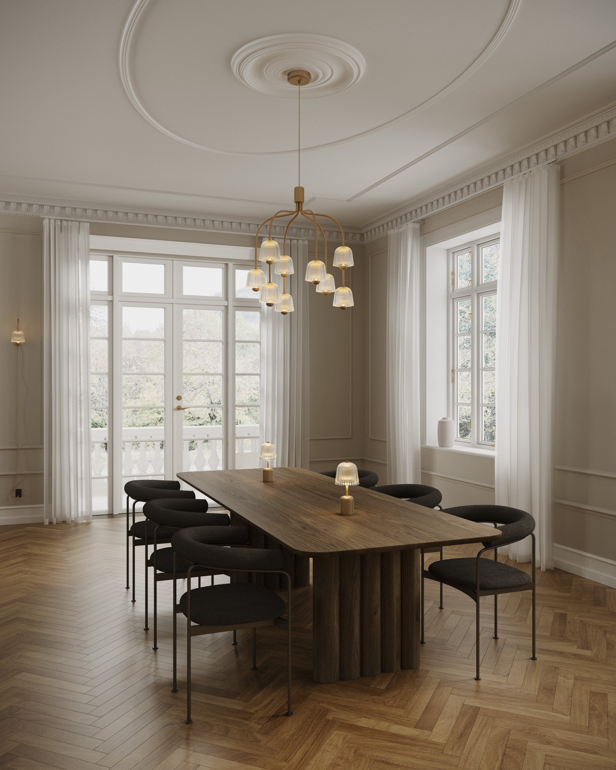 ASTEEA 9 Gold Chandelier with Transparent Finish