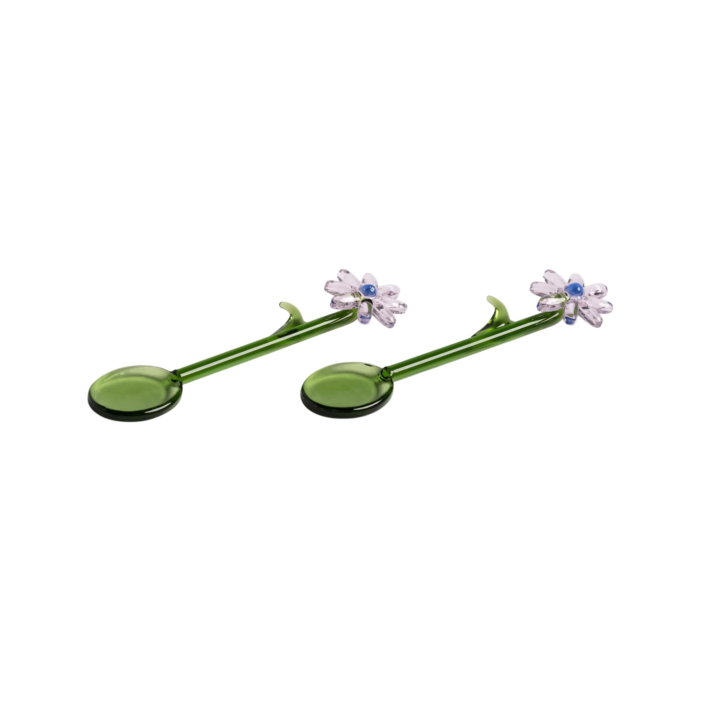 Set von Löffeln FLORA grün mit hellrosa
