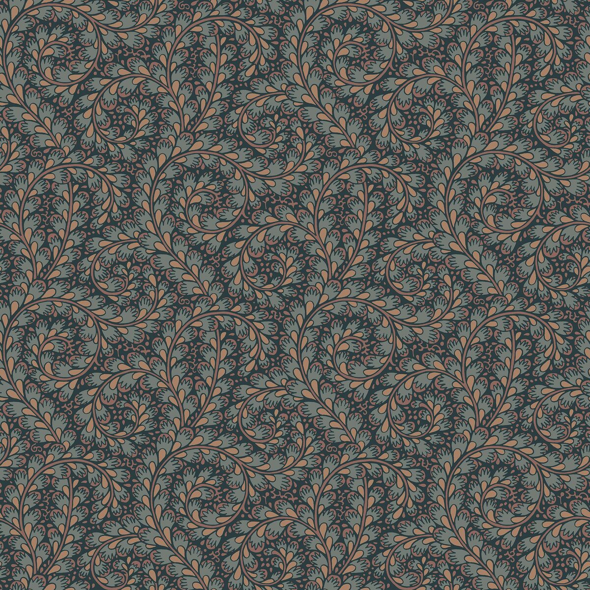 Wild Ferns Blue and Beige Leaf Pattern Wallpaper