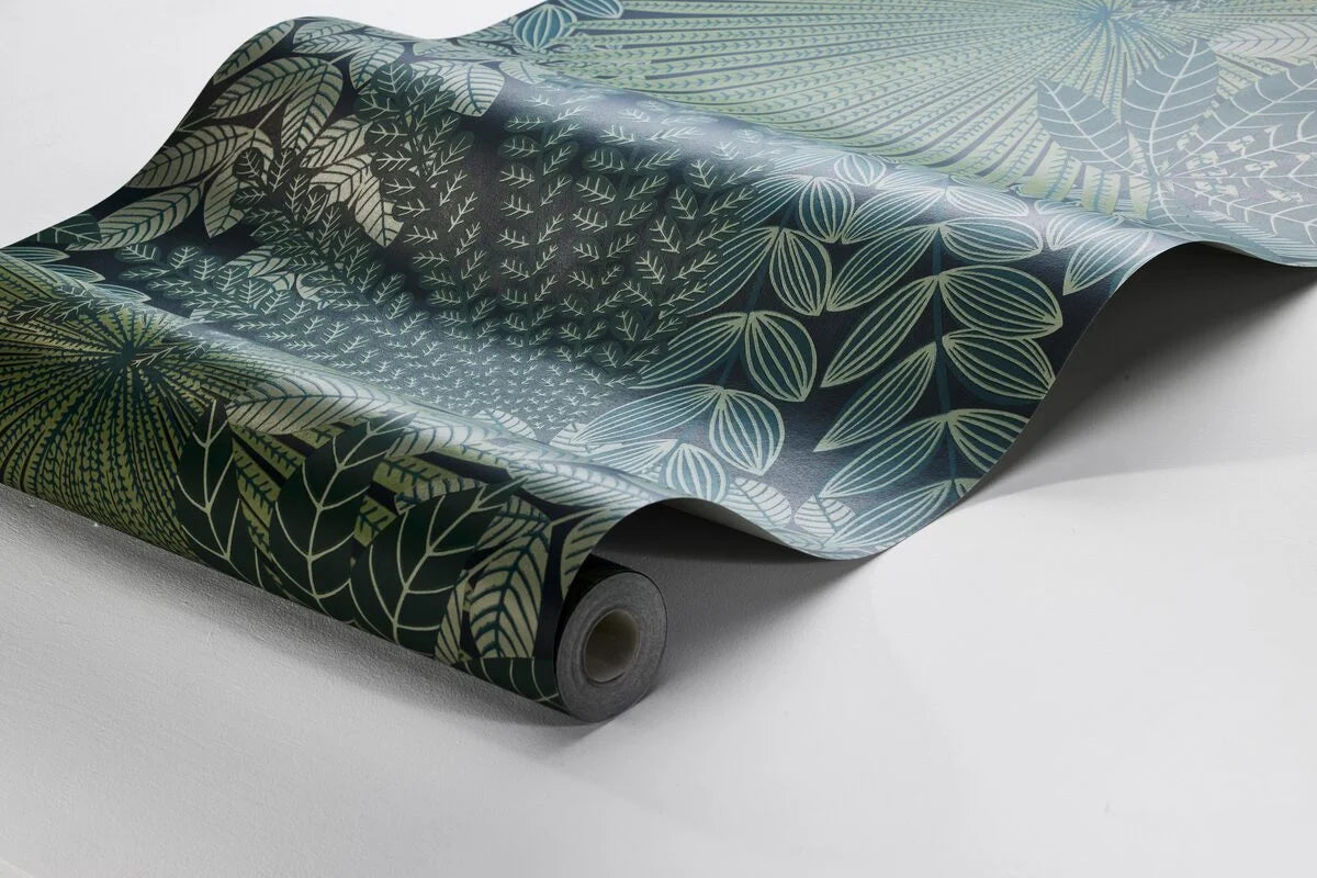 Tapete mit pflanzlichem Motiv VELVET LEAVES grün