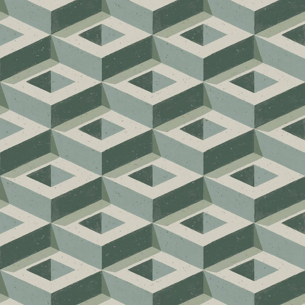 3D BOXES Green Geometric Pattern Mural