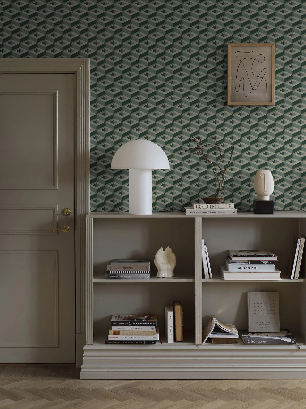 3D BOXES Green Geometric Pattern Mural