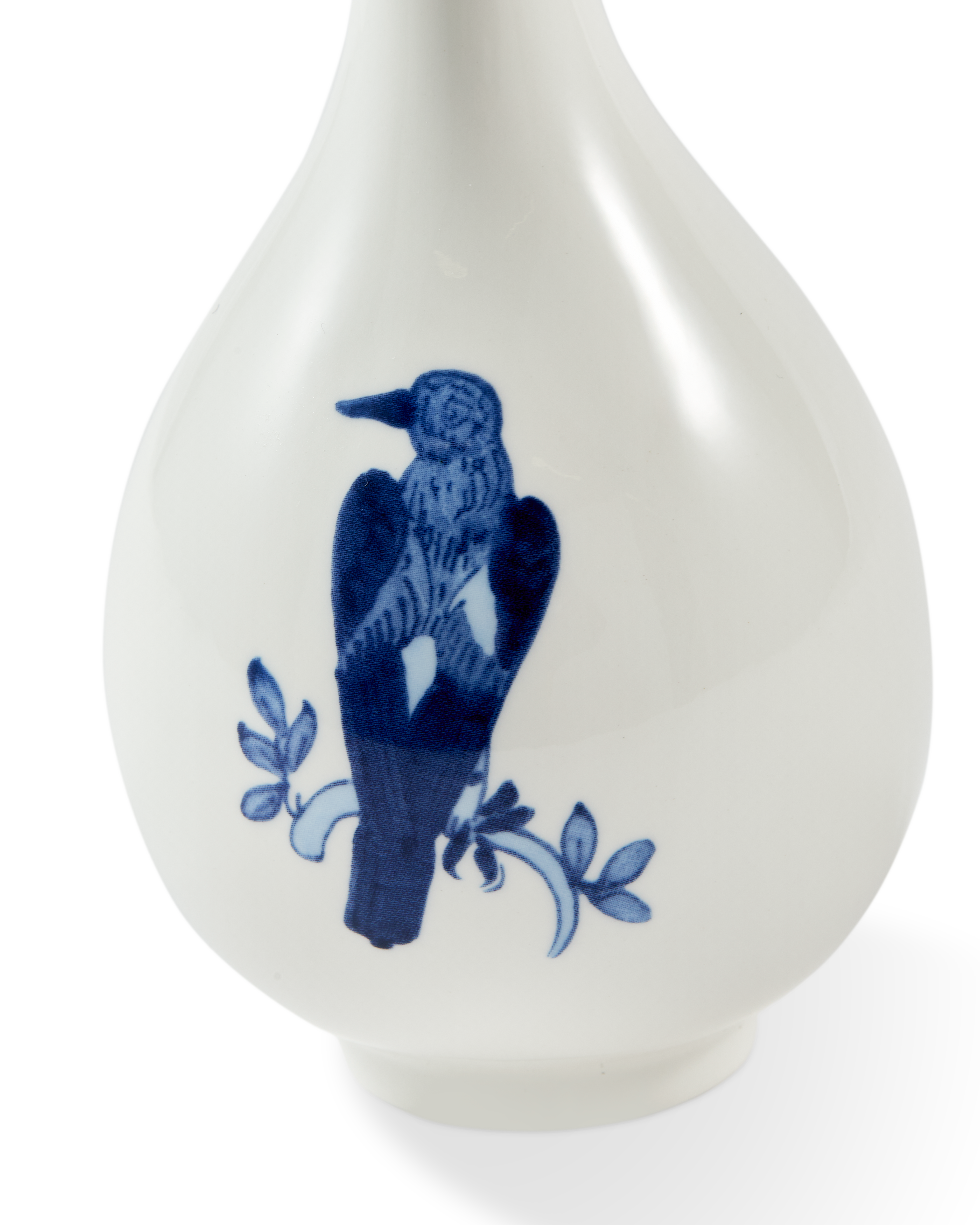 SMALL BIRD White Vase with Blue