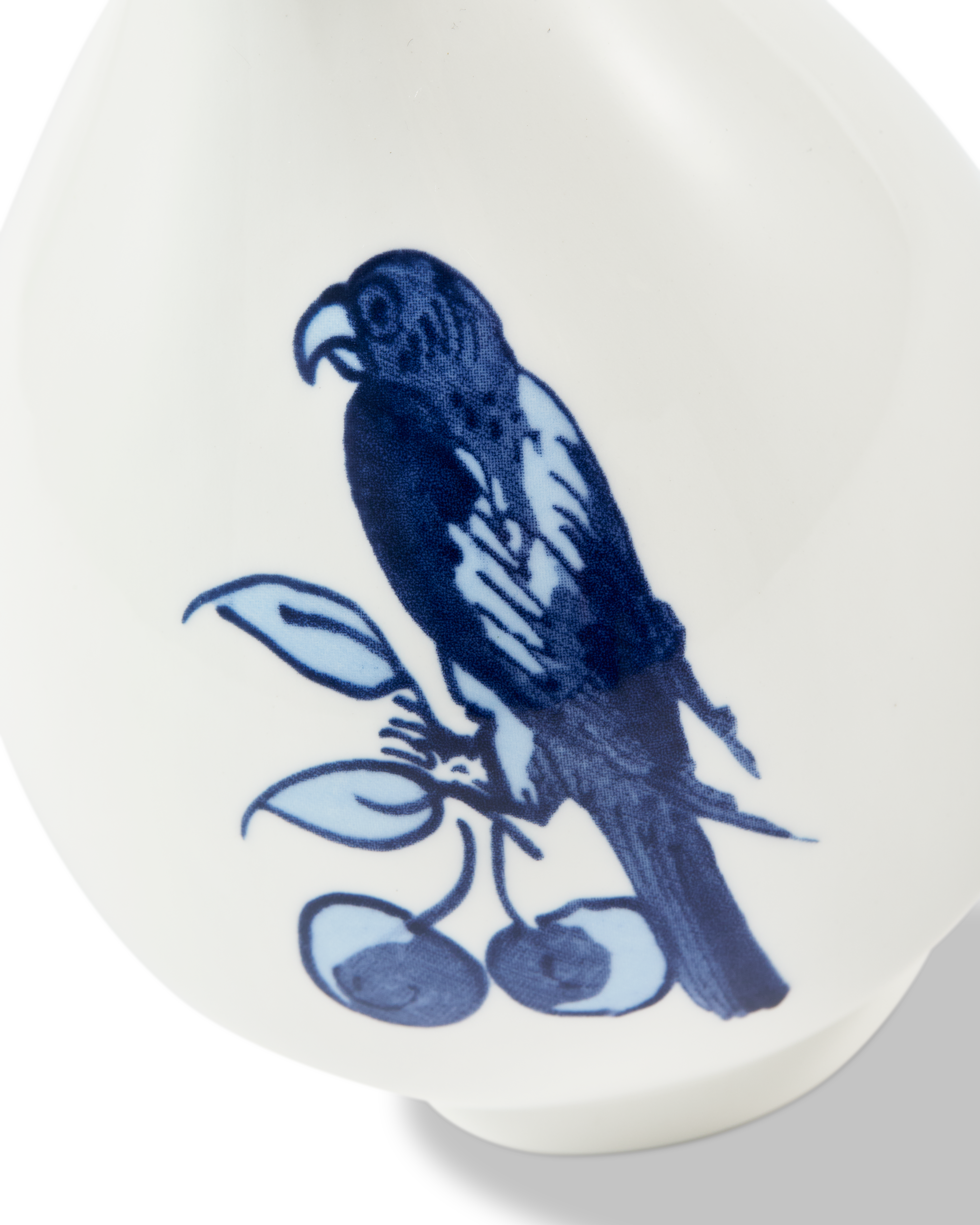 Vase SMALL BIRD weiß mit olivgrün und blau