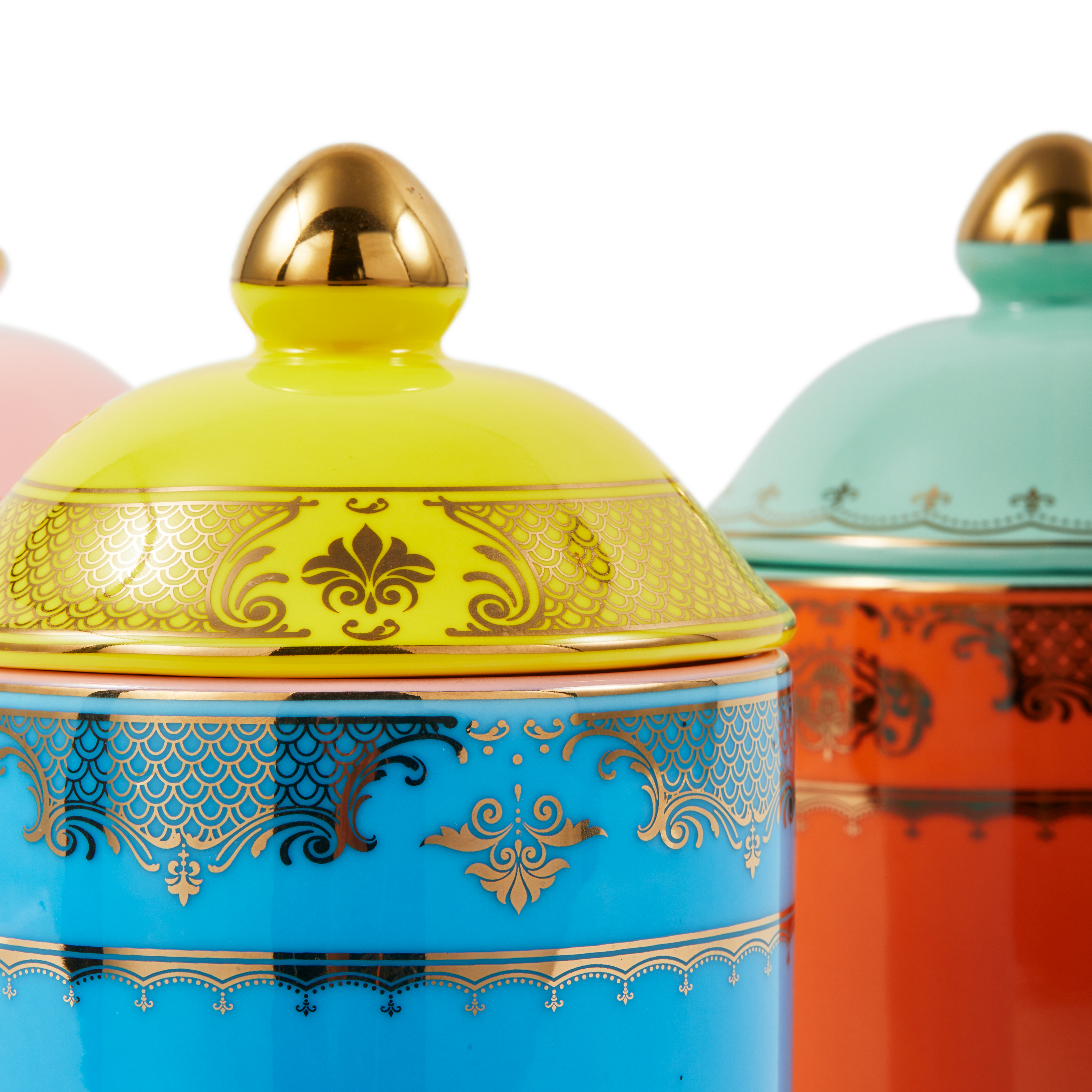 GRANDPA blue porcelain jar with yellow