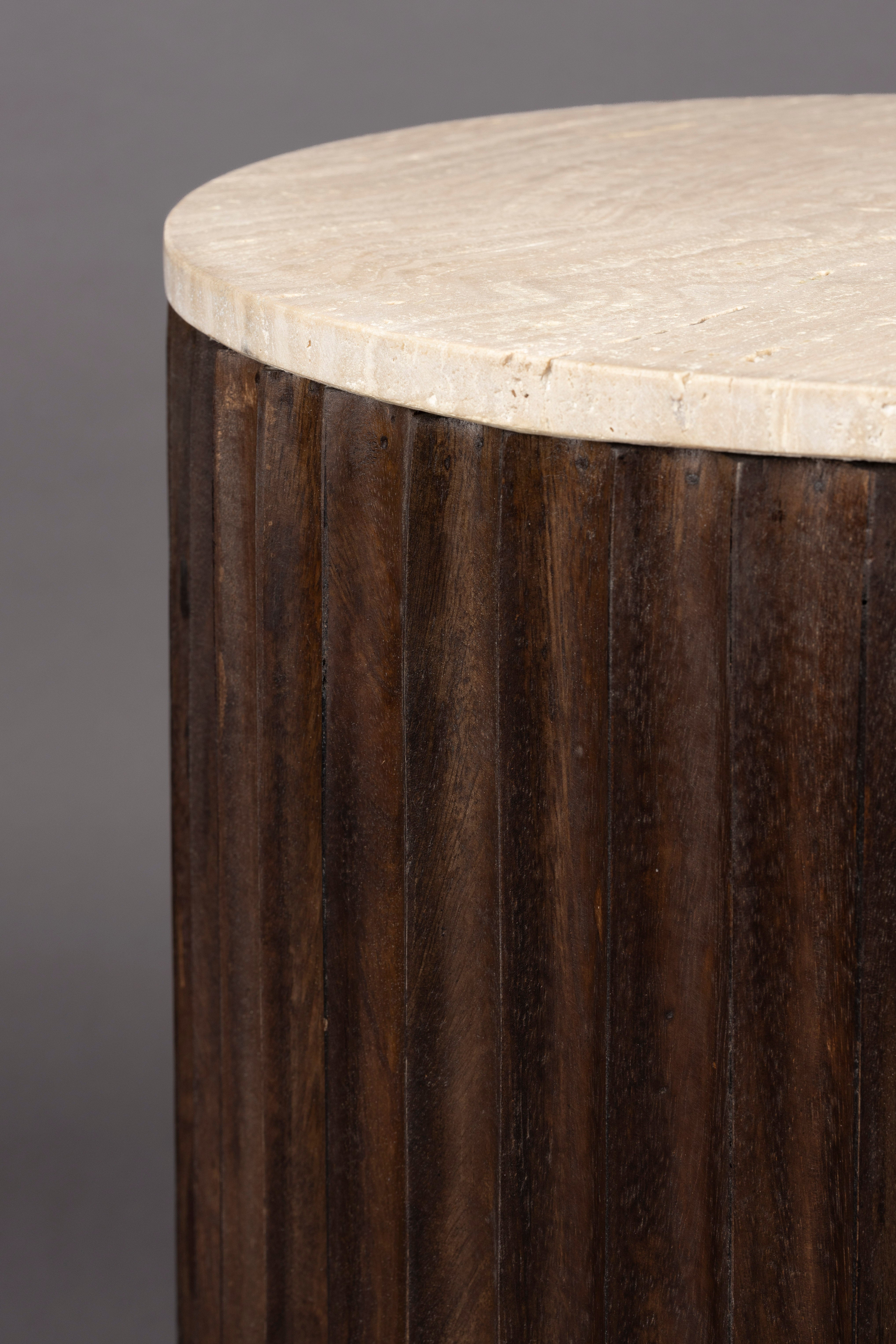 Beistelltisch MARLOW Travertin mit Holzfuß