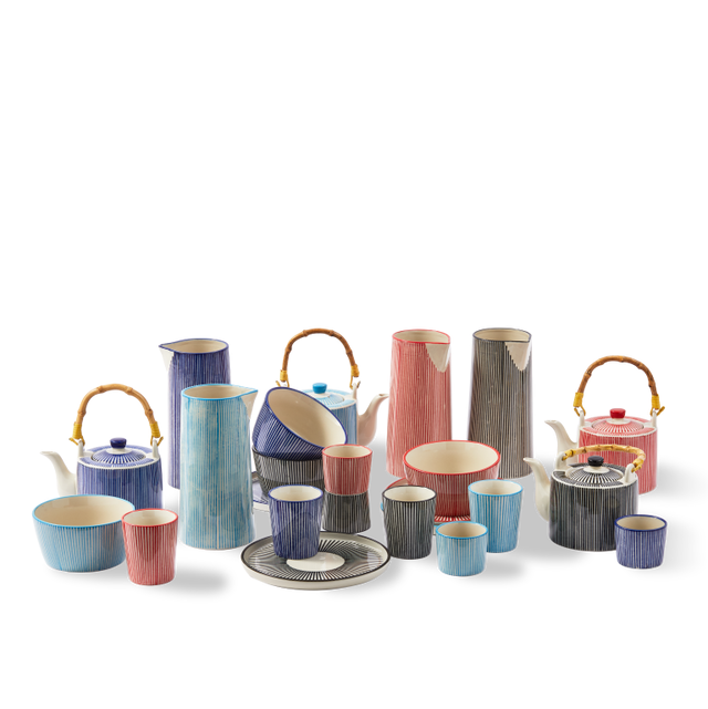 MARINE STRIPED bowl set colorful stoneware