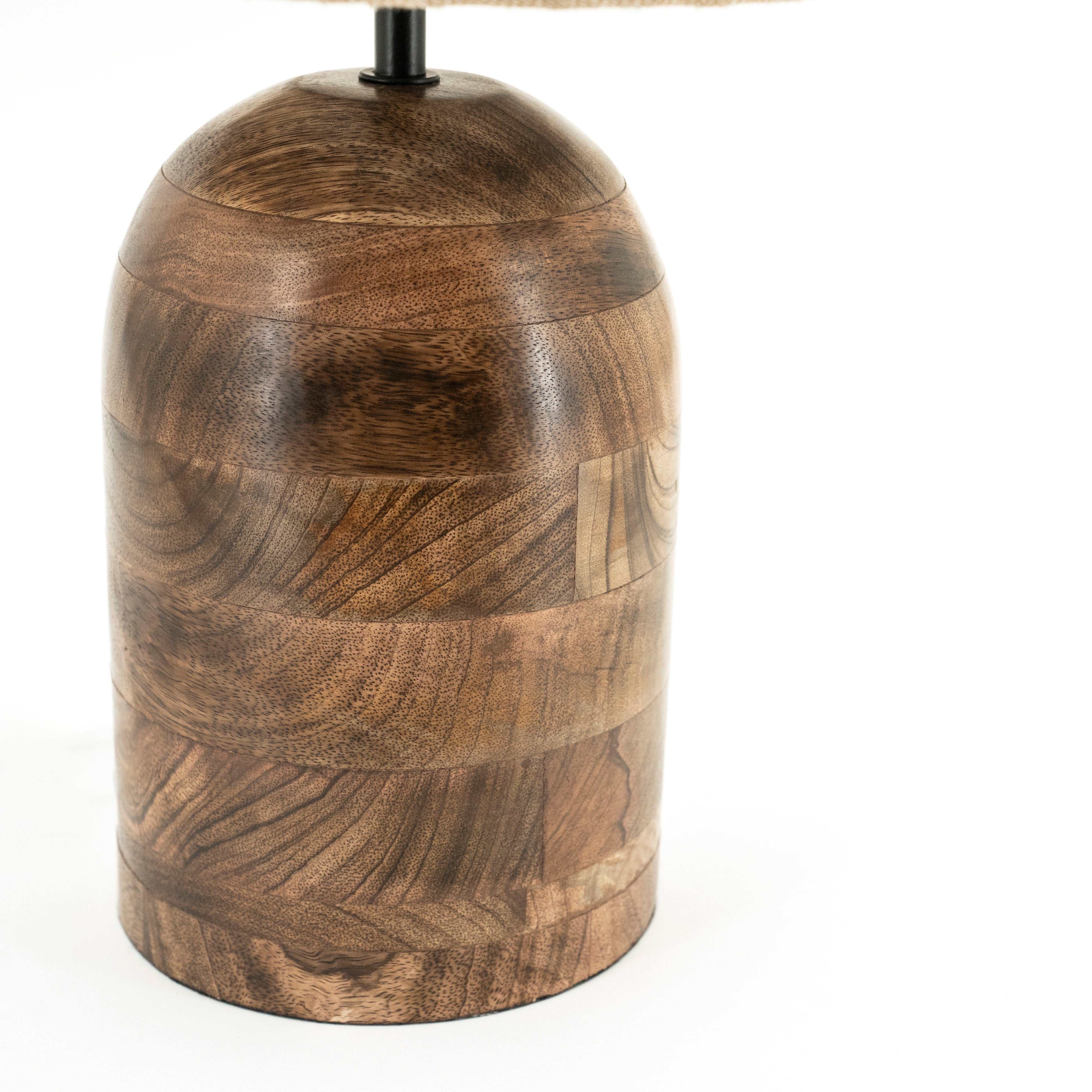 Tischlampe GADJA Jute mit Holzfuß