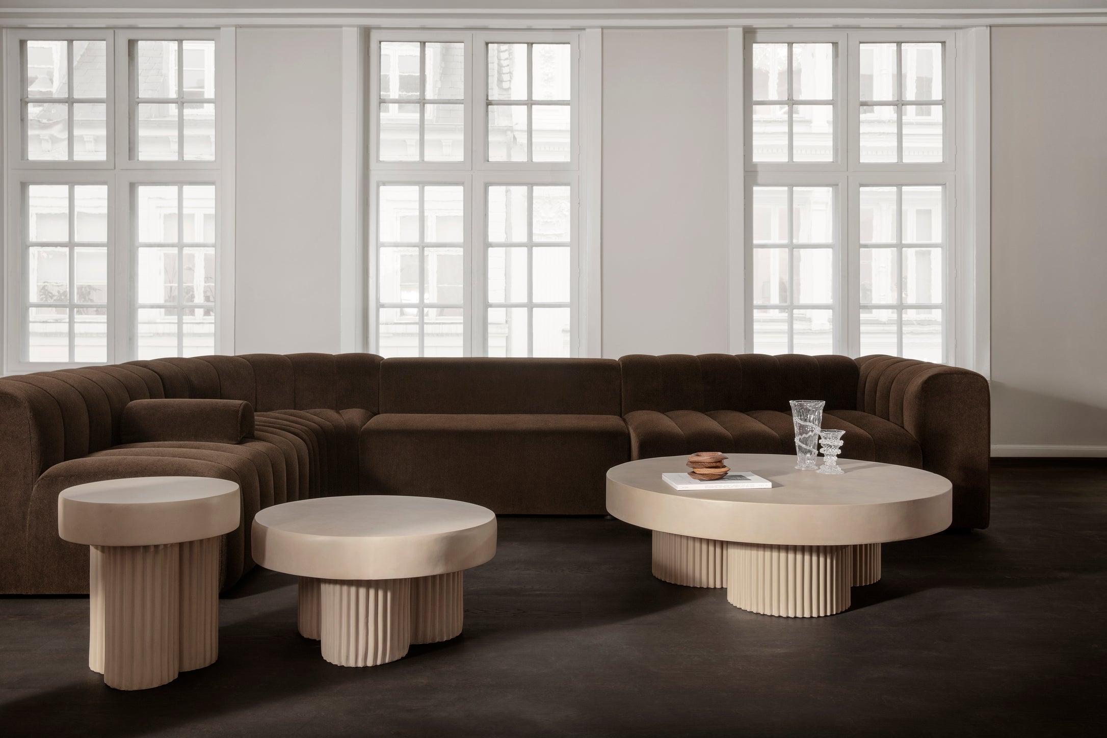 Beistelltisch rund GEAR beige Beton