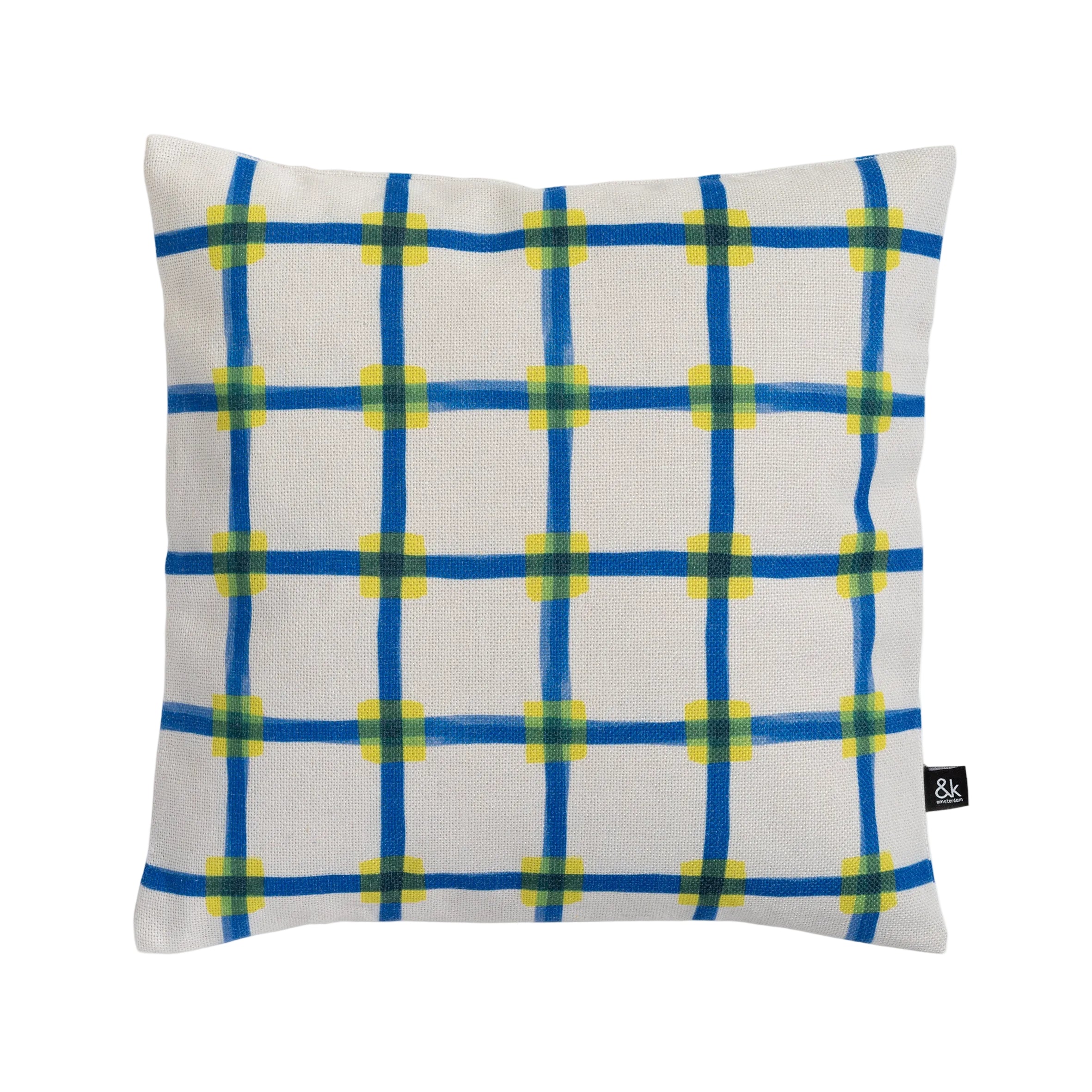 Cushion Cover CLASH White with Blue and Yellow