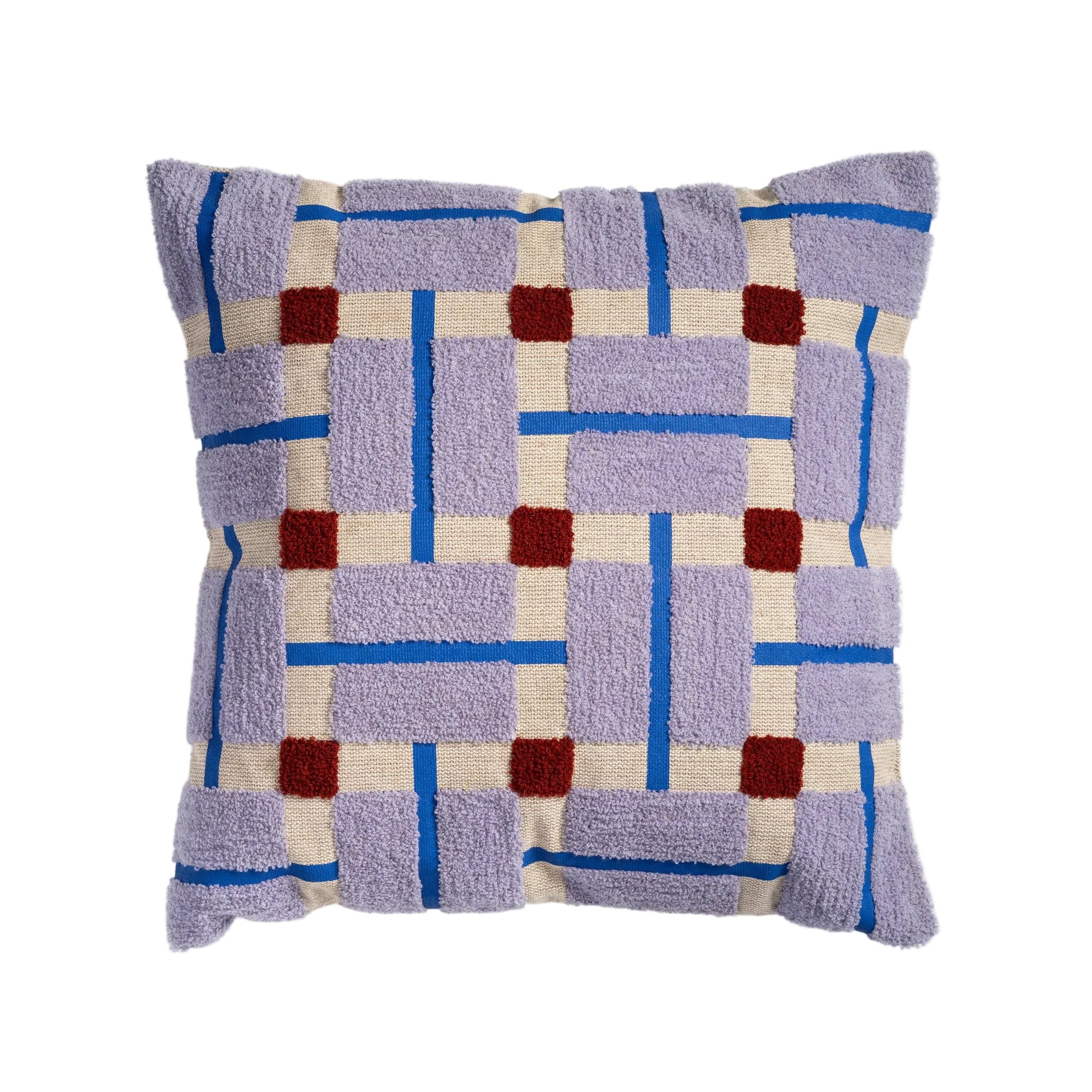 PLANO Cushion Cover Purple with Beige and Burgundy