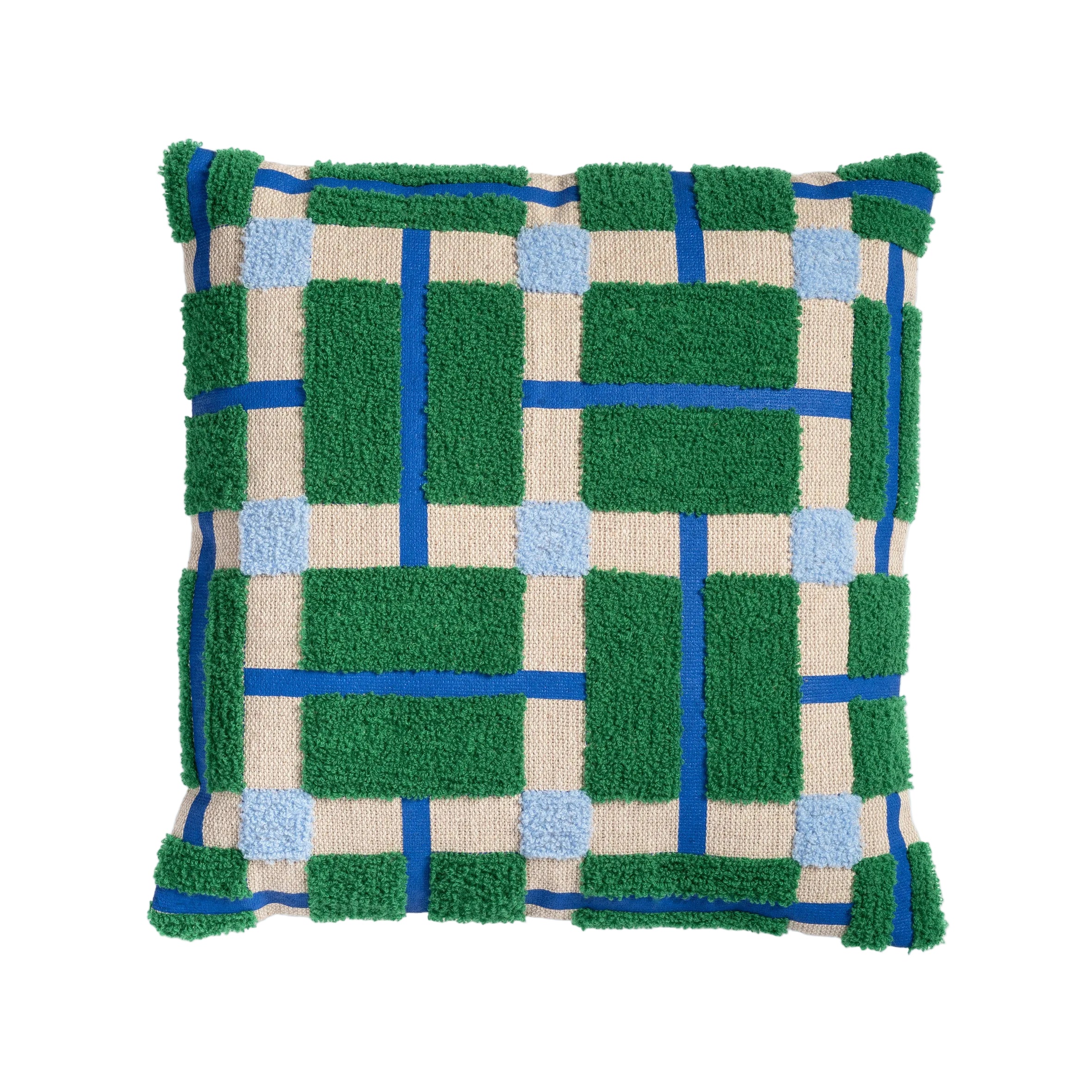 PLANO cushion cover green with blue and beige