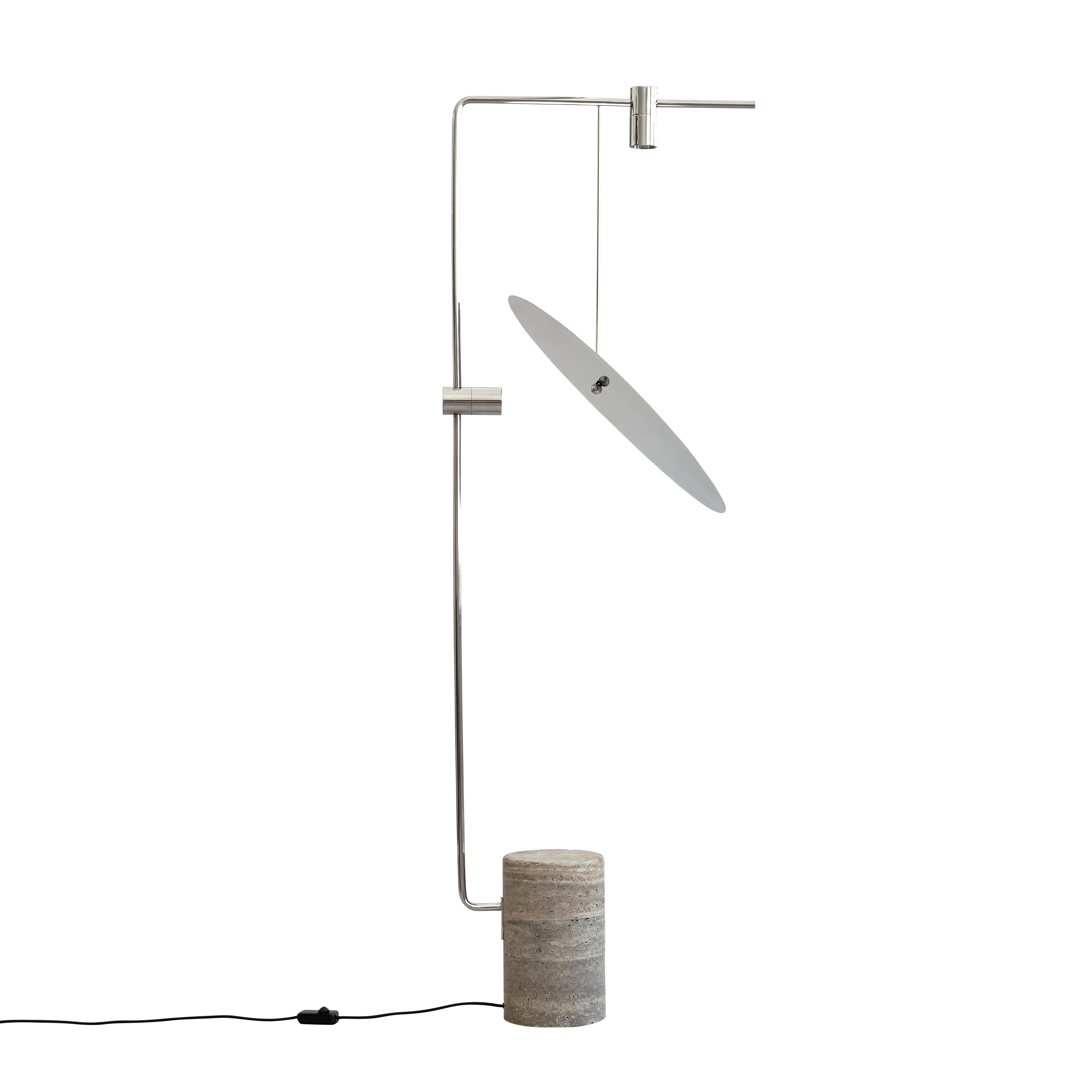 Stehlampe MOON Chrom und Travertin