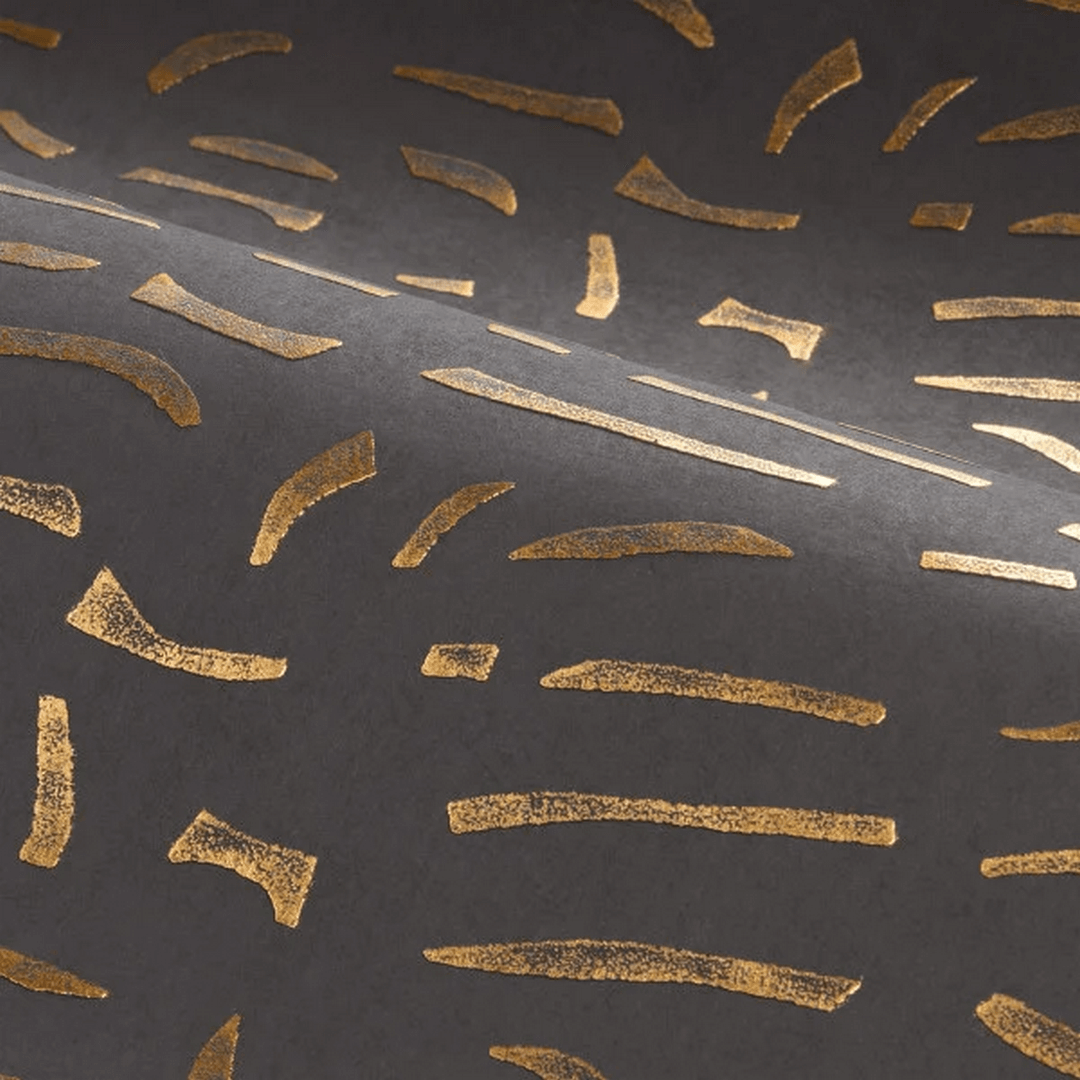 Strukturierte Tapete mit metallic Muster LUMÉIS - NOIR DE LUNE BRONZE schwarz mit Bronze