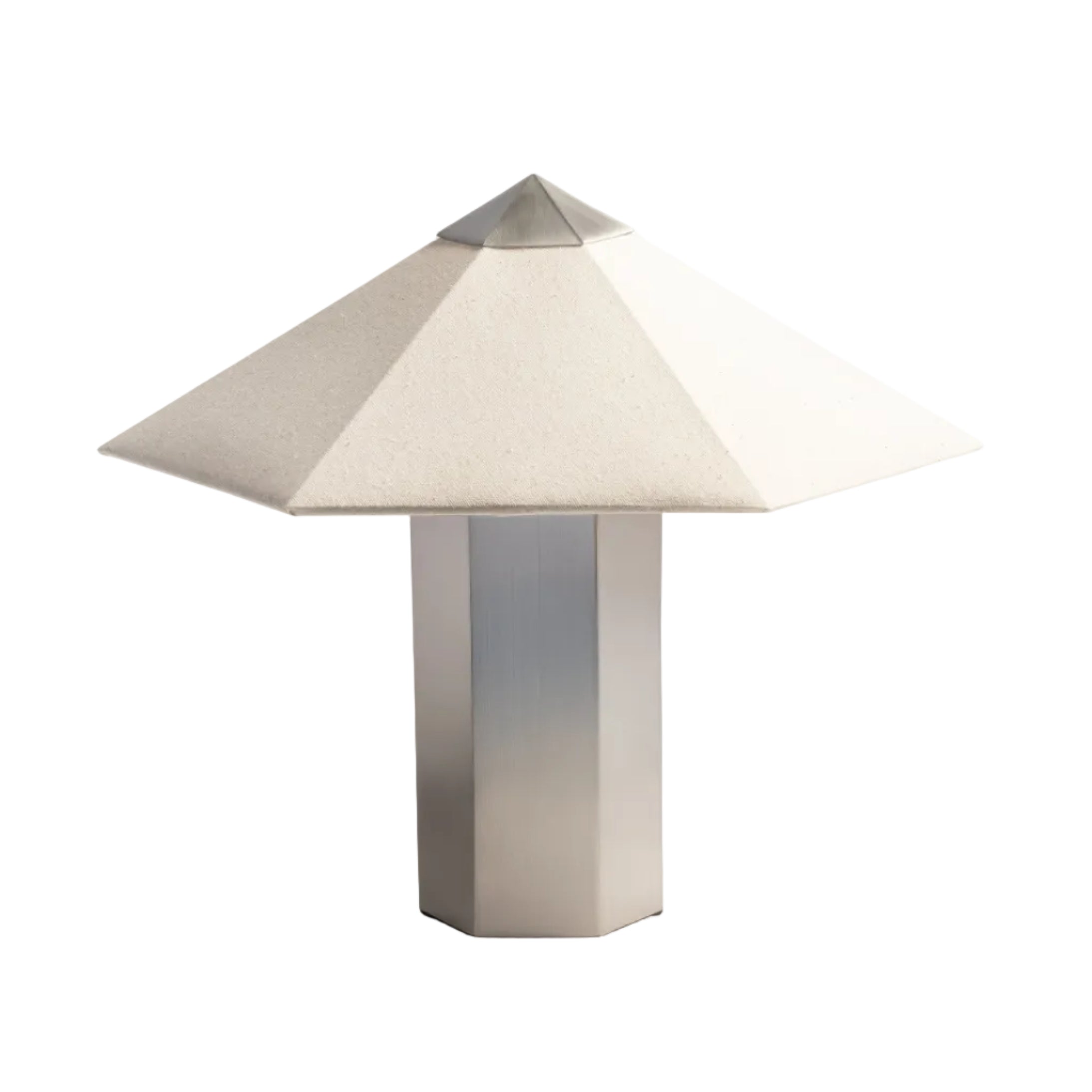 Lampa stołowa PHIRA srebrny z lnianym abażurem – &k Amsterdam