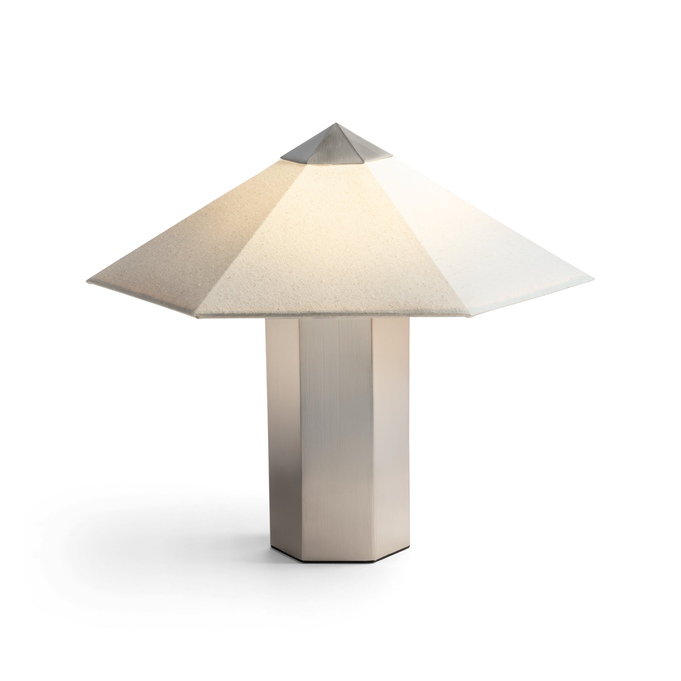 Lampa stołowa PHIRA srebrny z lnianym abażurem, marka &k Amsterdam