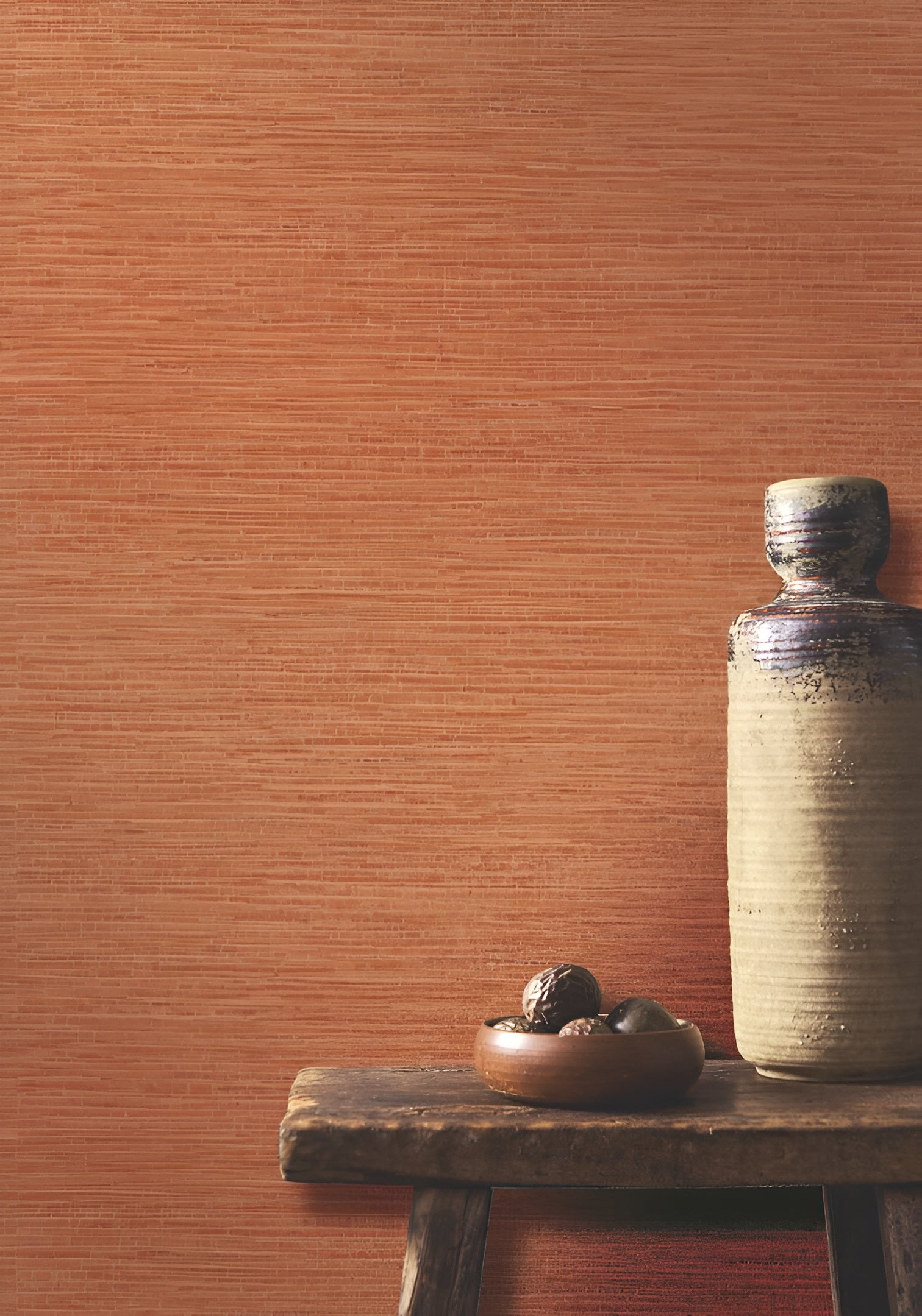 Structural wallpaper imitating canvas OCCITAN - TERRE DE SIENNE terracotta with bronze