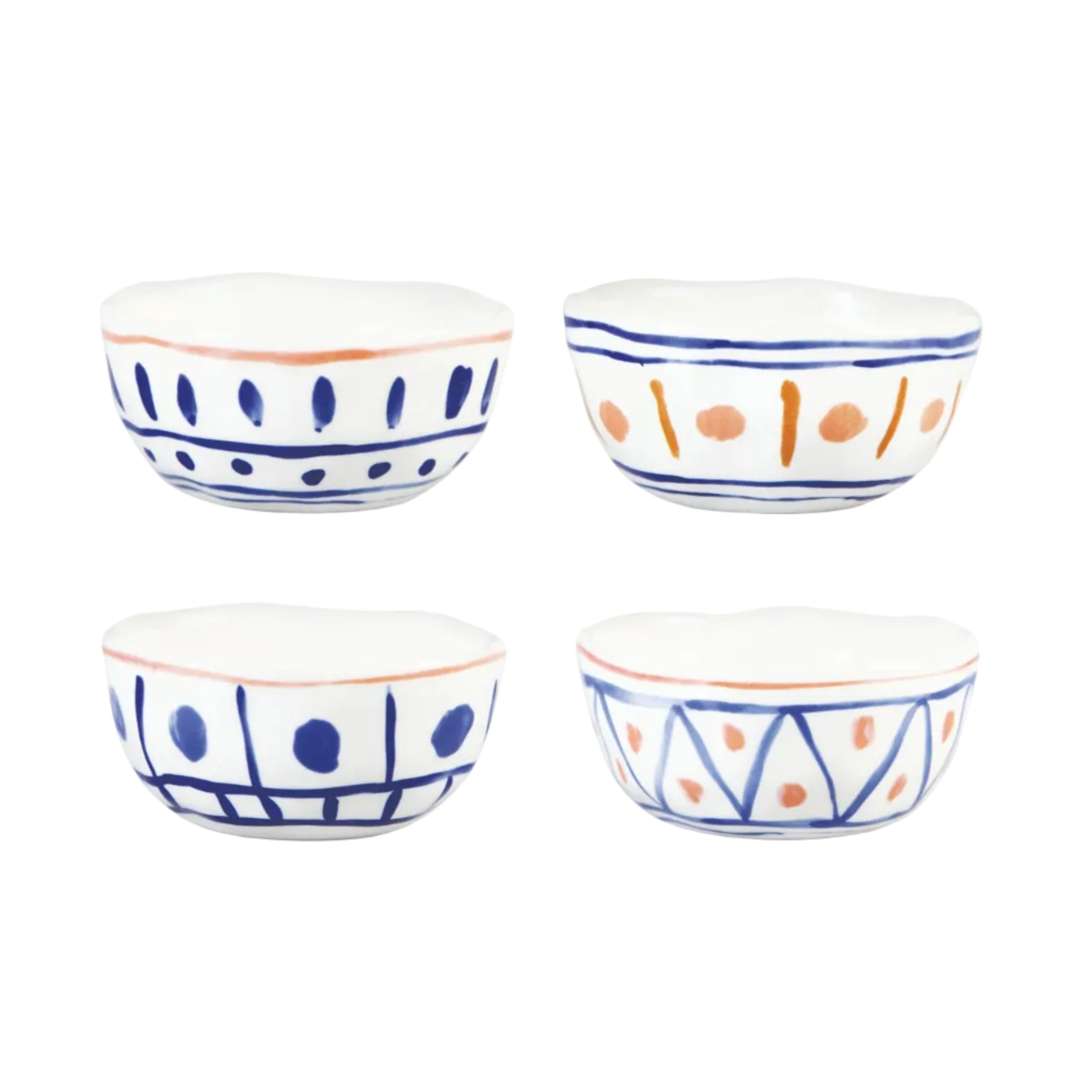 Set von Schalen LEMON MOROCCAN weiß mit Blau und Orange