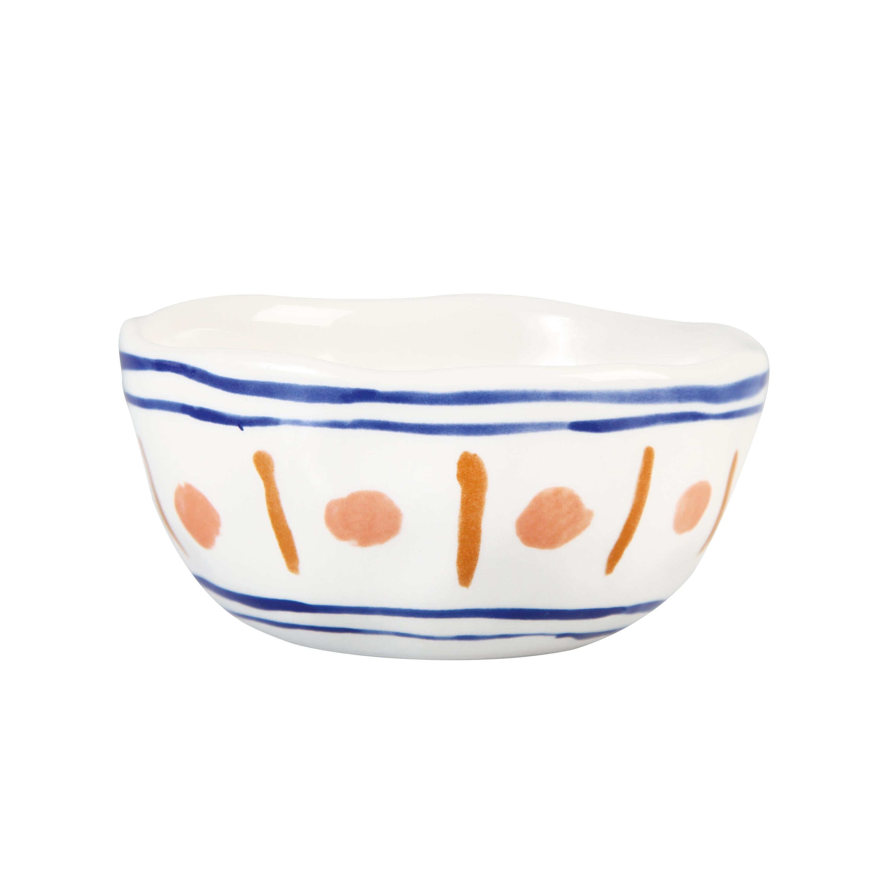 Set von Schalen LEMON MOROCCAN weiß mit Blau und Orange