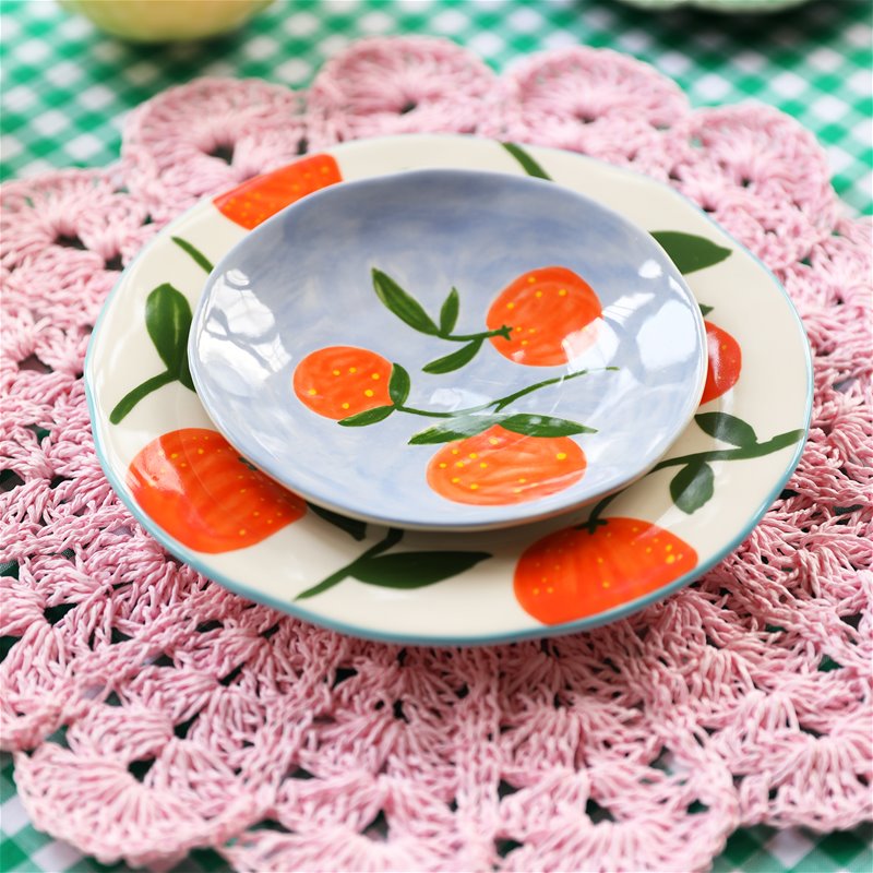 Set aus ORANGE TWIG Untertassen aus buntem Steinzeug
